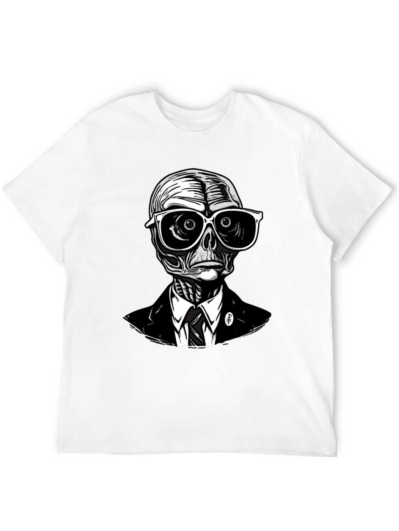 Black Skeleton in Suit Graphic Tee - Unique Design view 12