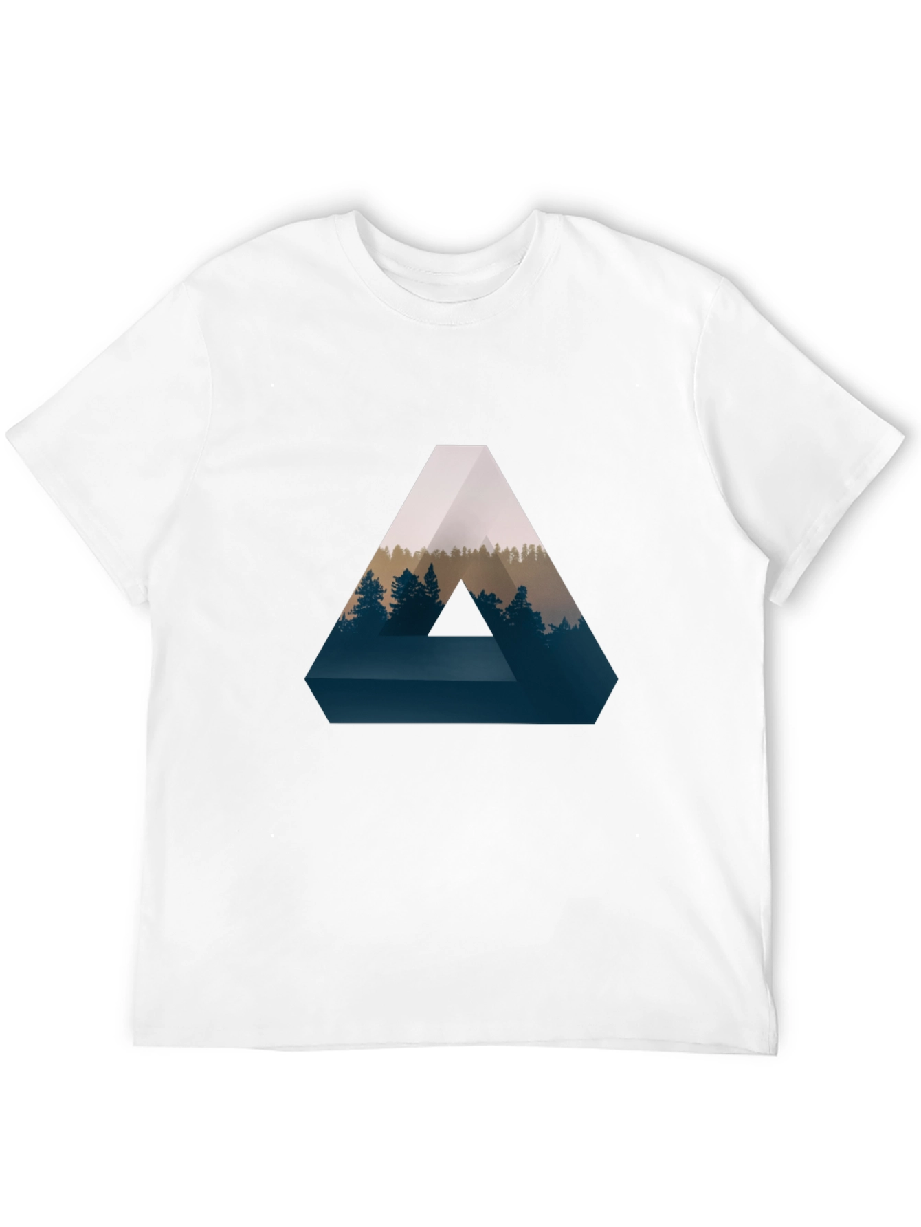 Black Geometric Forest Print T-Shirt - Stylish and Unique view 12