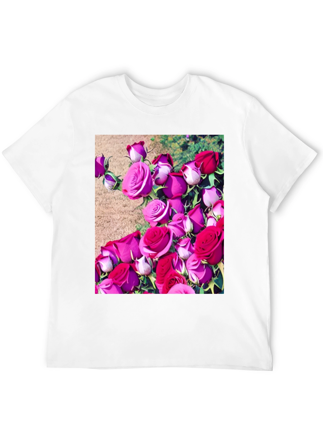Black Floral Print T-Shirt: Roses Graphic Tee view 12