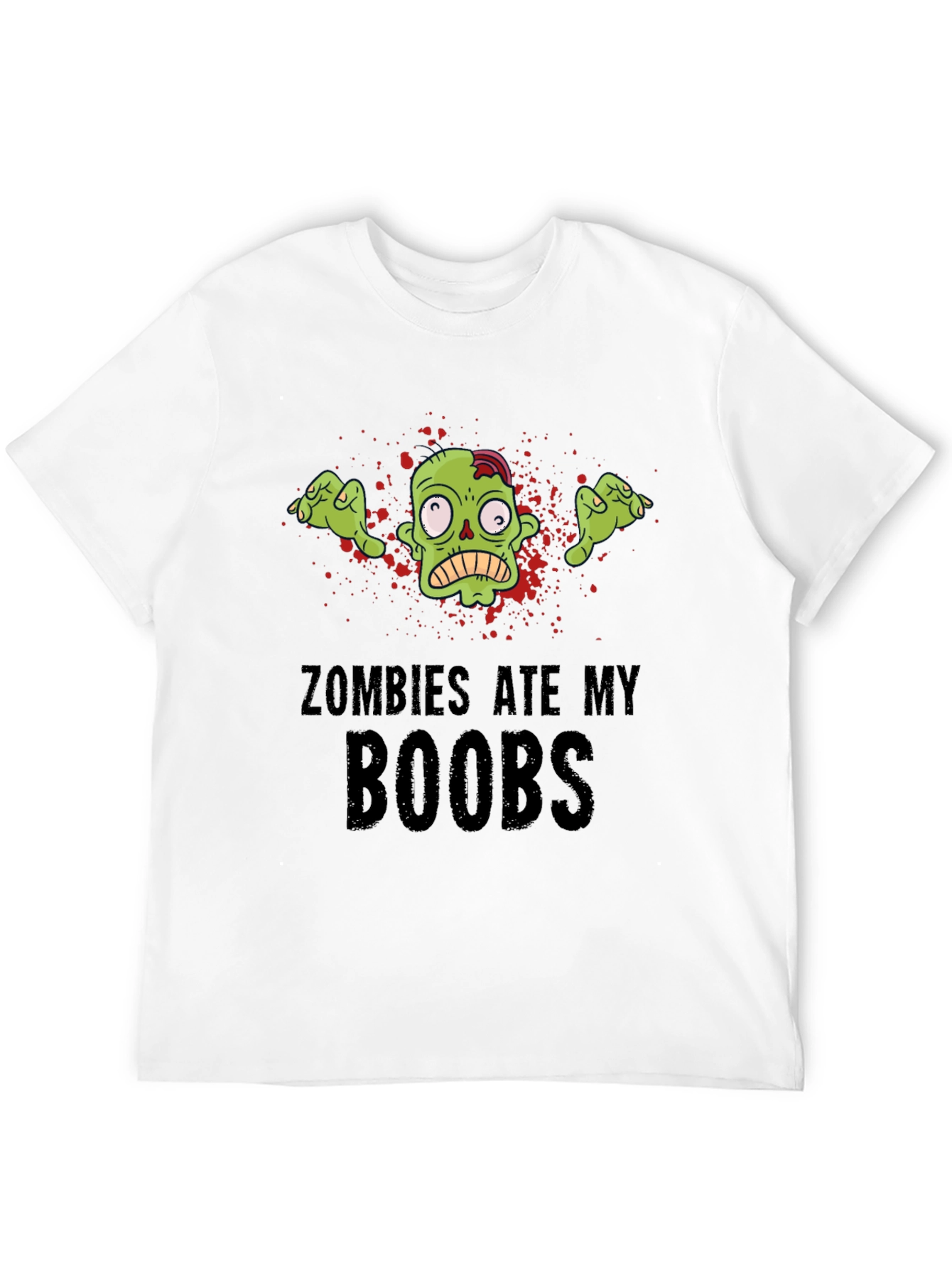 Black Zombies Ate My Boobs Graphic T-Shirt - Black Cotton Tee view 12