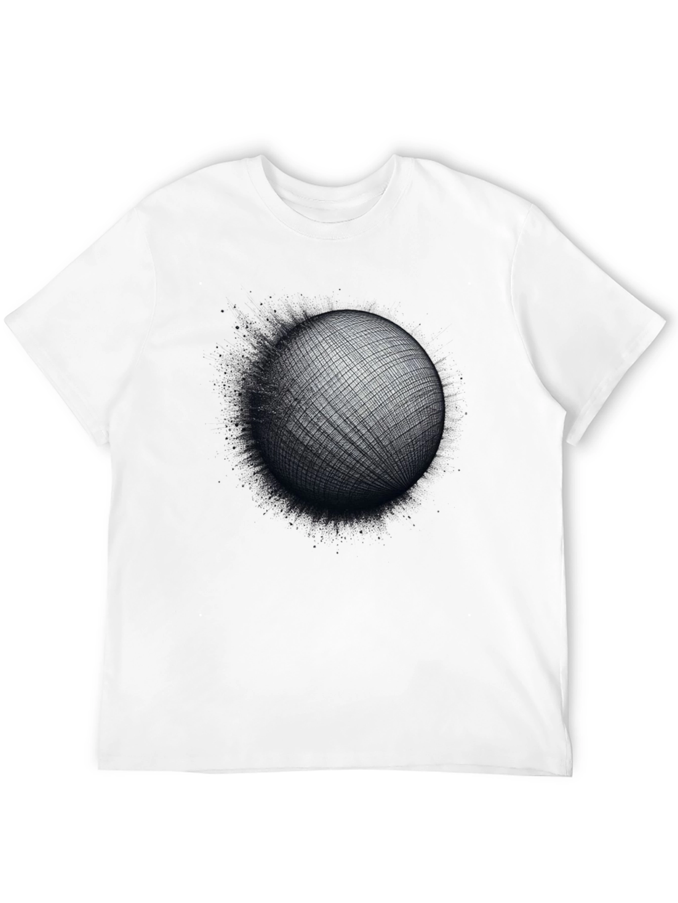 Black Abstract Sphere Graphic Tee - Modern Artistic T-Shirt view 12