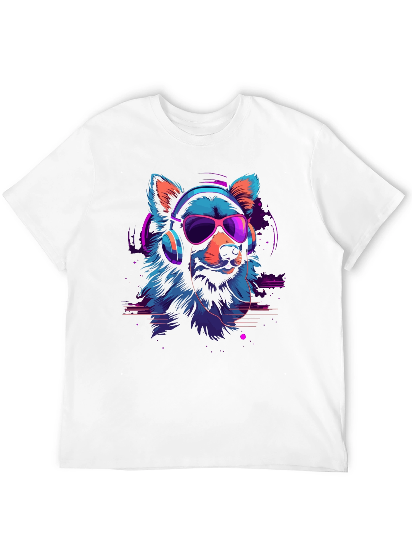 Black Cool Neon Dog Graphic T-Shirt view 12
