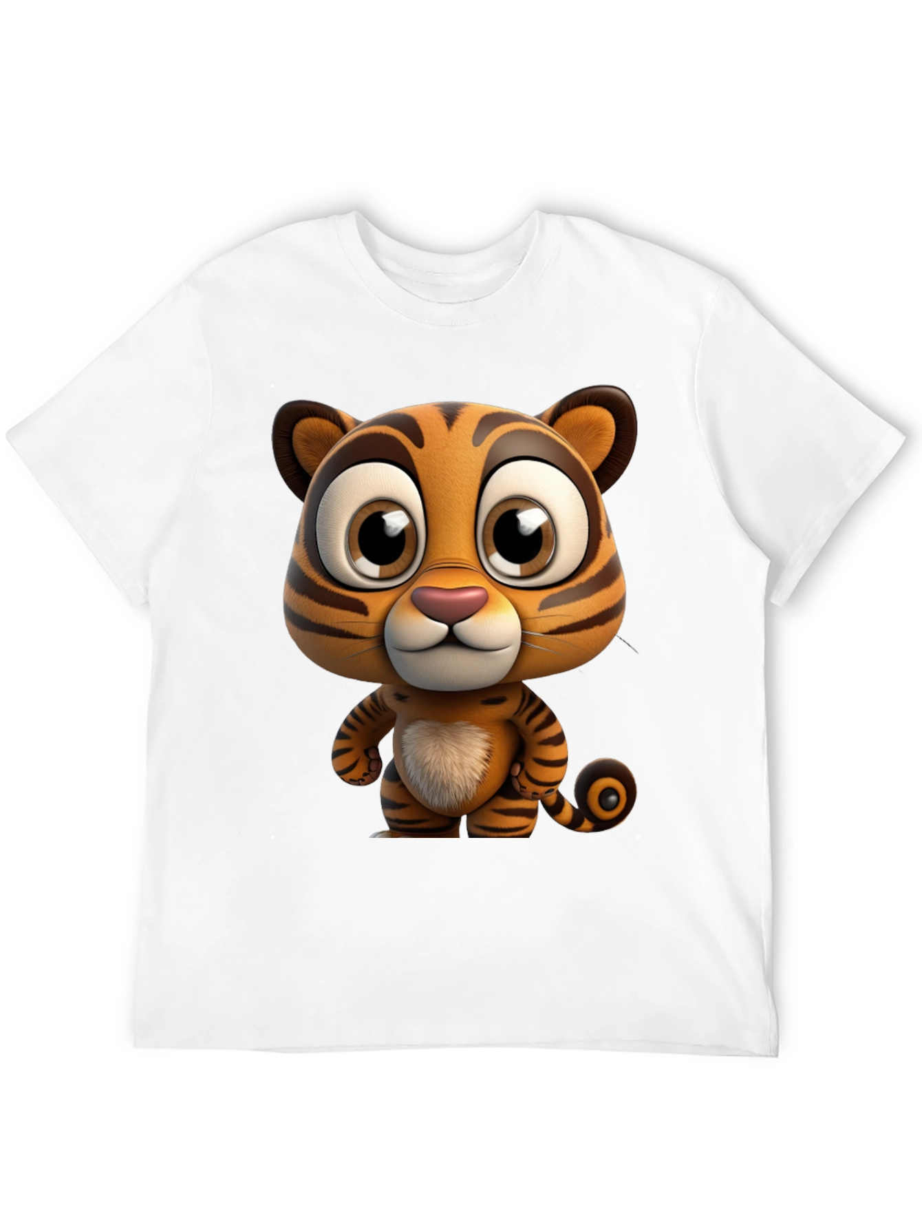 Black Cartoon Tiger Graphic Tee - Soft Black Cotton T-Shirt view 12