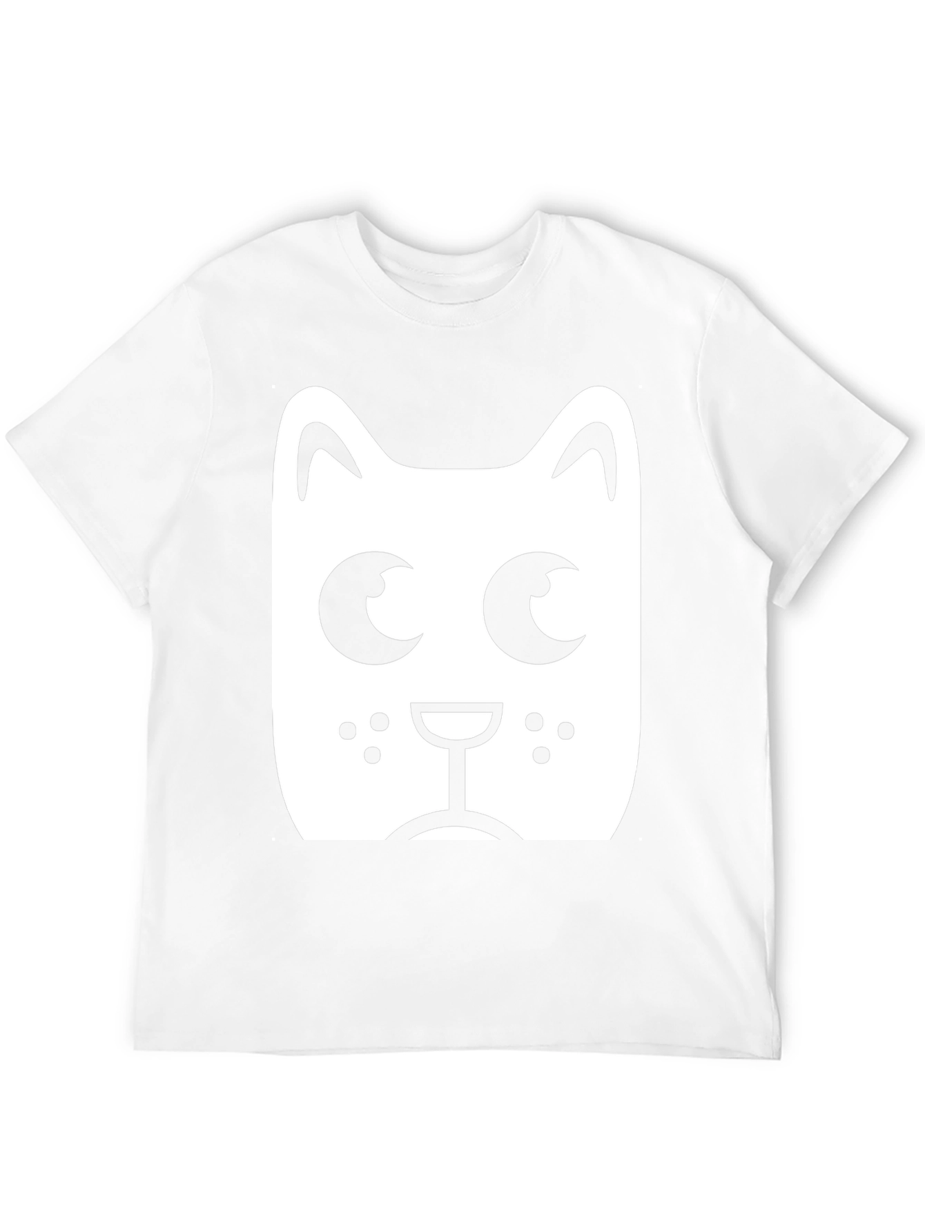Black Cute Cartoon Cat Face Black T-Shirt view 12