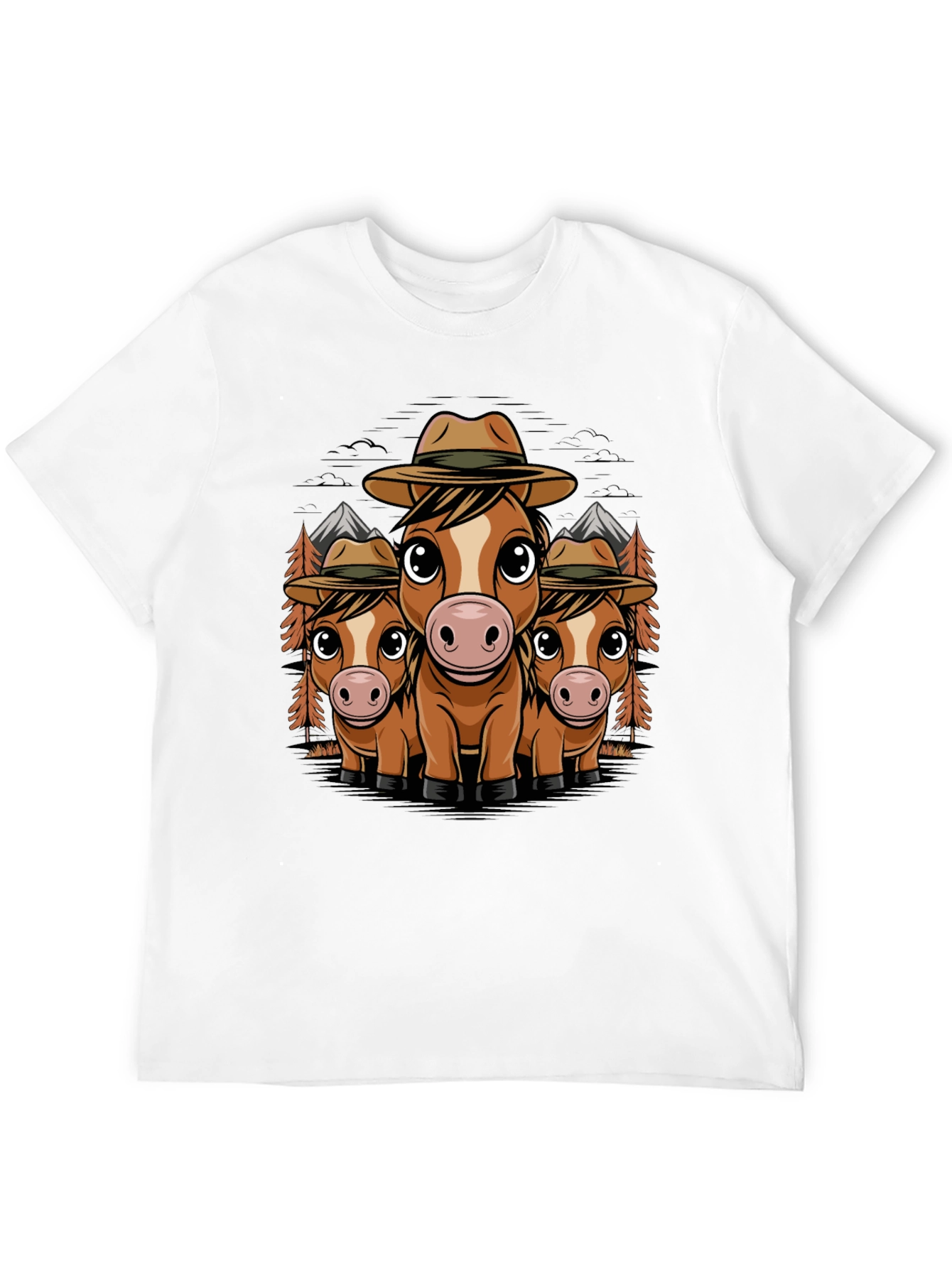 Black Cute Horse Ranger T-Shirt - Black Cotton Tee view 12