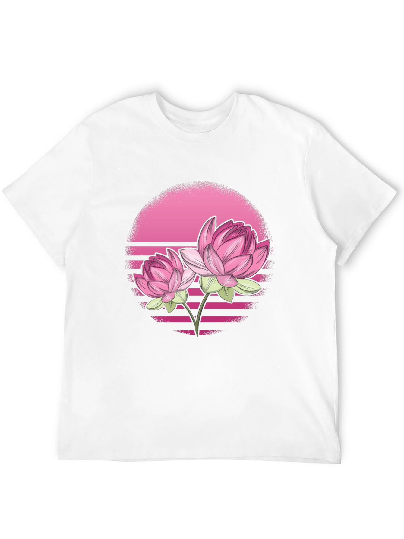 Black Pink Lotus Flower Graphic T-Shirt - Black view 12