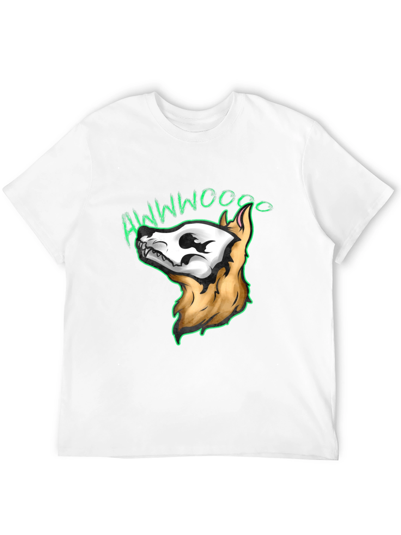 Black Awwwwoooo Skeleton Dog T-Shirt view 12