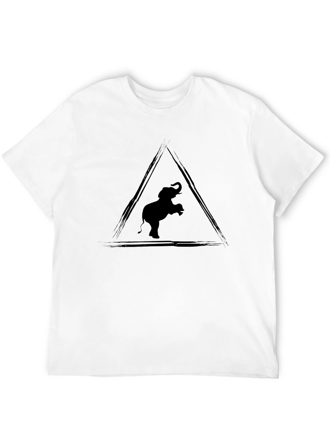 Black Elephant Triangle Graphic Tee - Black Cotton Comfort view 12