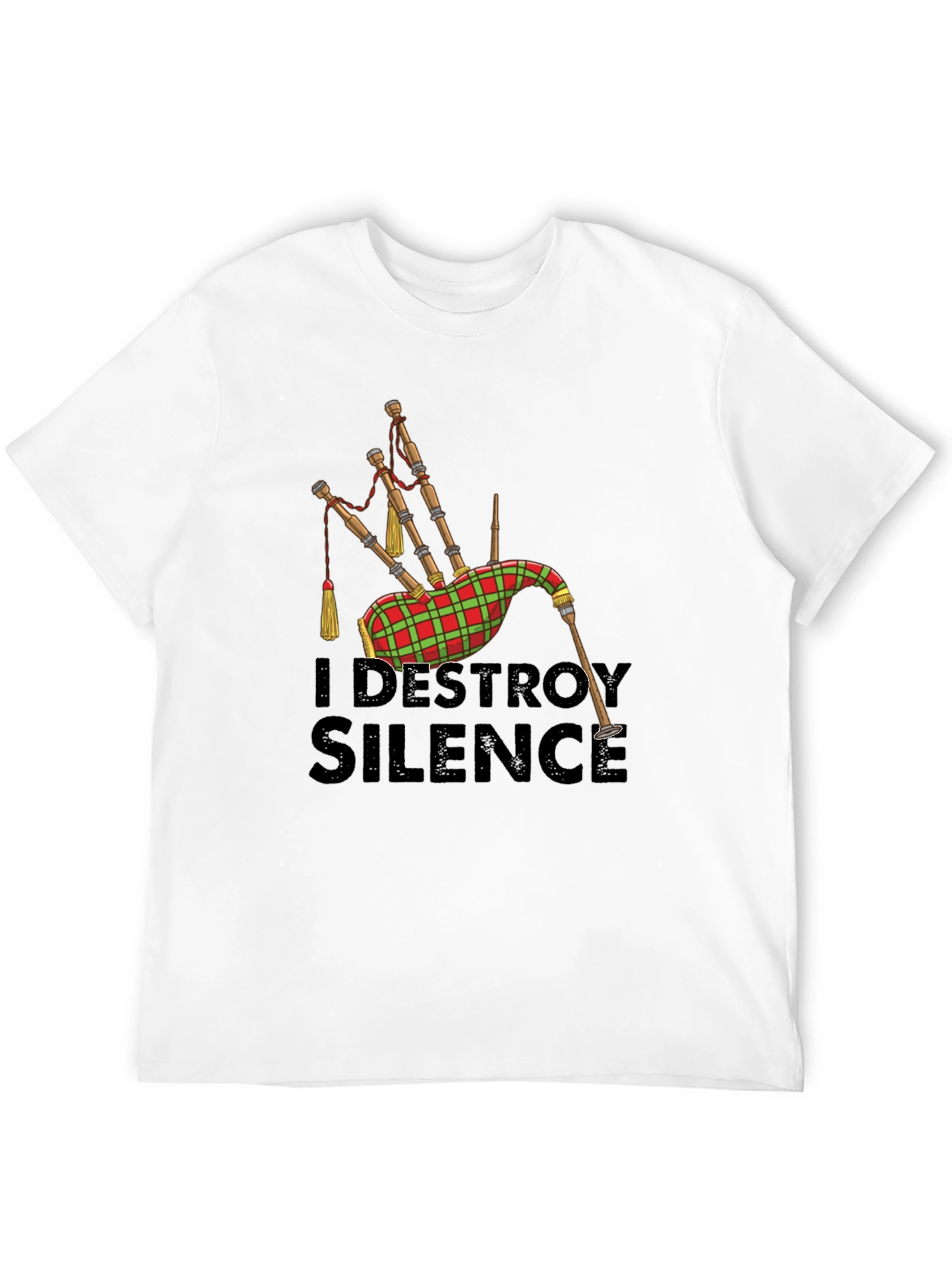 Black I Destroy Silence Bagpipe T-Shirt view 12