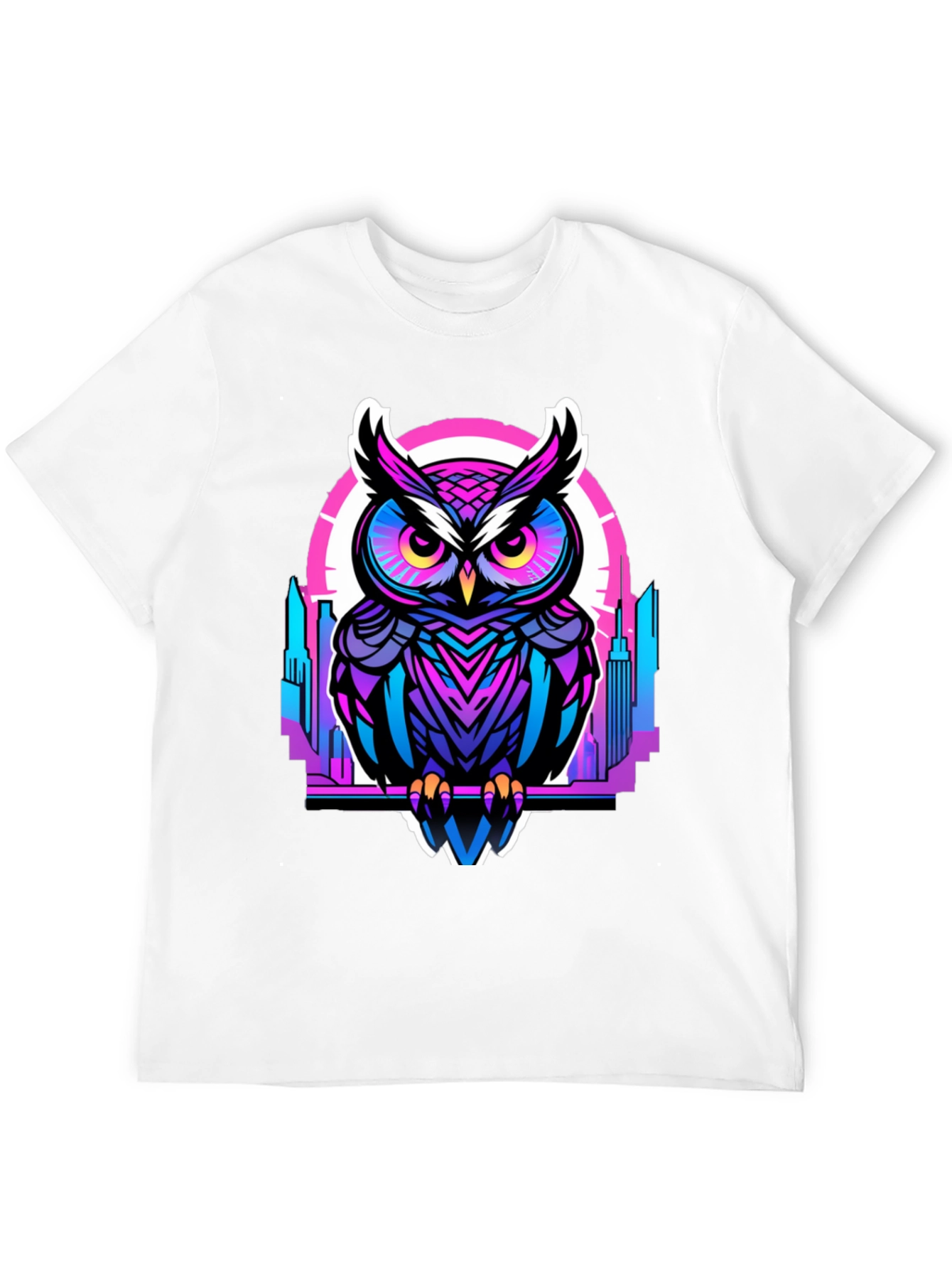Black Cyberpunk Owl Graphic Tee - Men's Black T-Shirt view 12