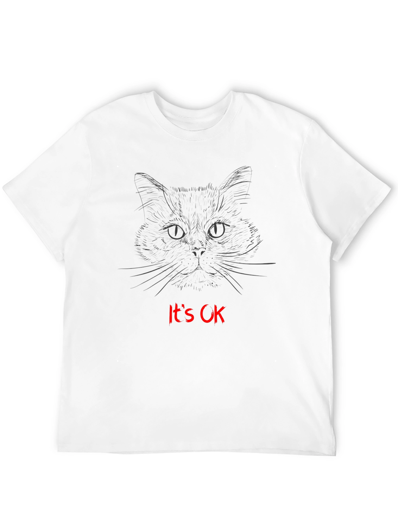 Black Cat Sketch "It's OK" Graphic T-Shirt view 12