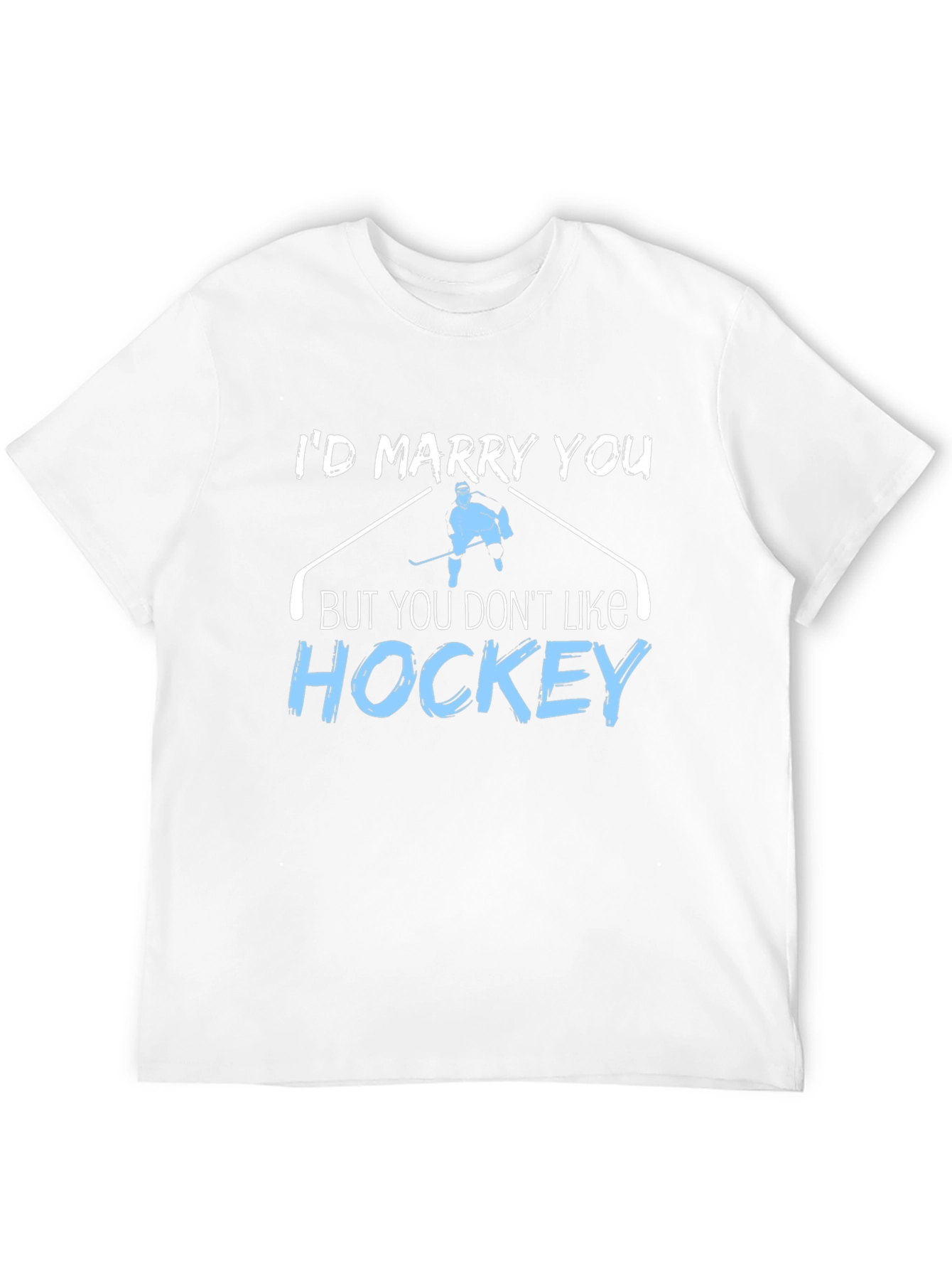Black Hockey Fan Humor Graphic Tee - I'd Marry You! view 12