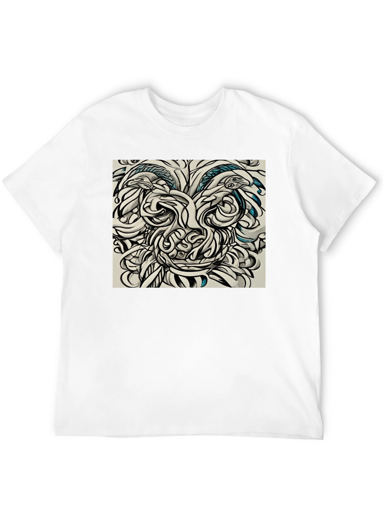 Black Abstract Face Graphic Tee - Black Cotton Comfort view 12