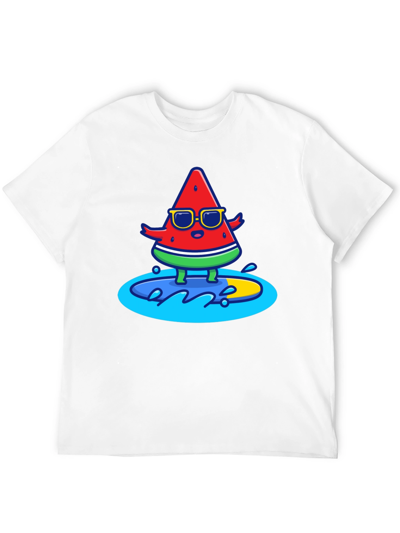 Black Cool Watermelon Surfing Graphic T-Shirt view 12