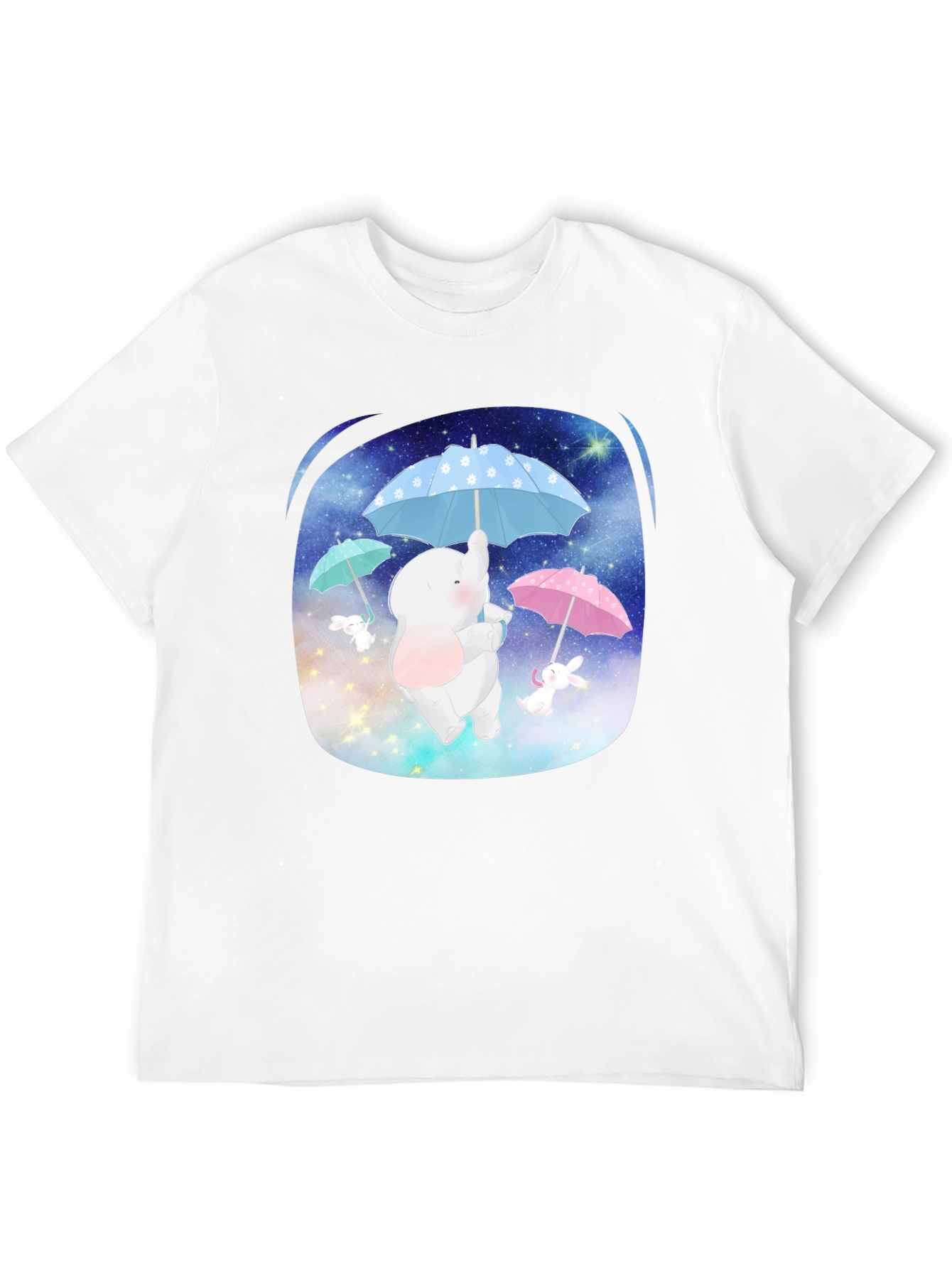 Black Cute Elephant & Bunny Tee - Dreamy Design view 12