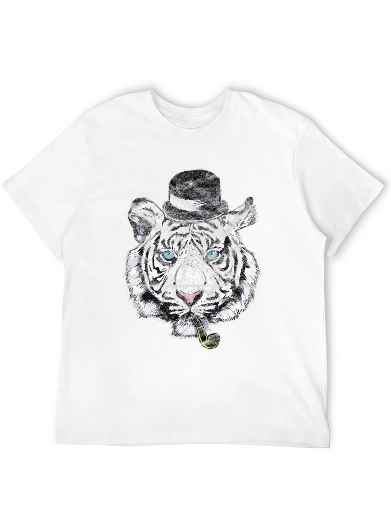 Black Tiger with Hat & Pipe Black Graphic Tee view 12