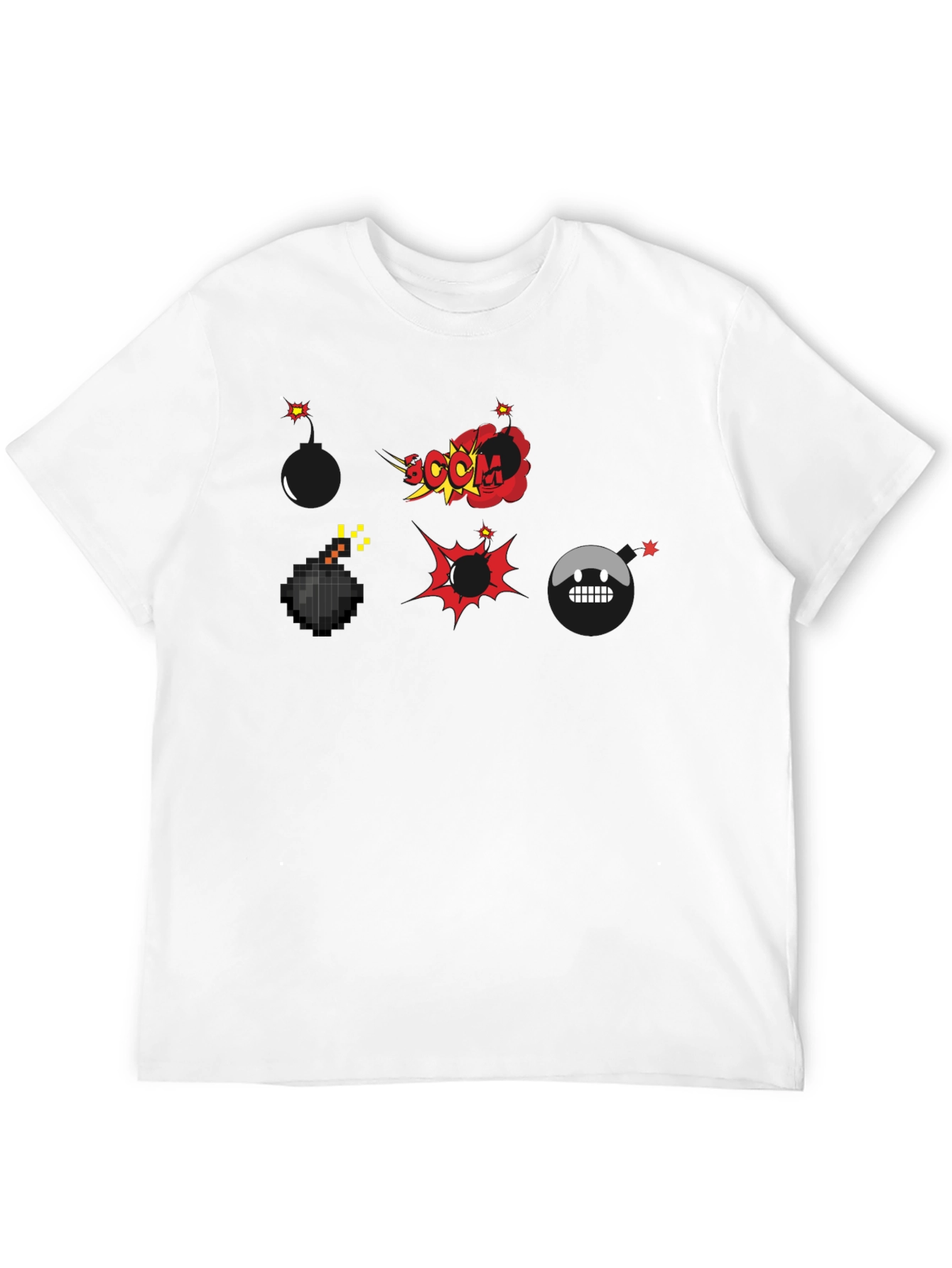 Black Cartoon Bomb Explosion Black T-Shirt view 12