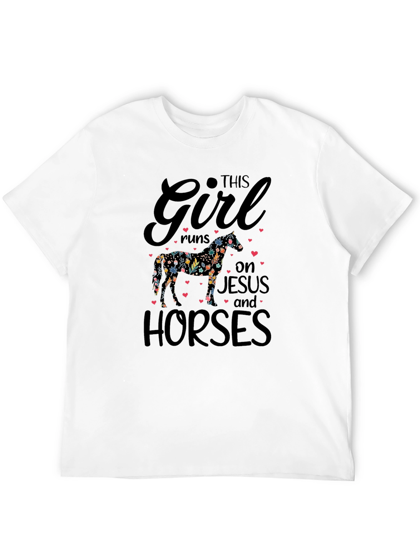 Black This Girl Runs on Jesus and Horses T-Shirt view 12