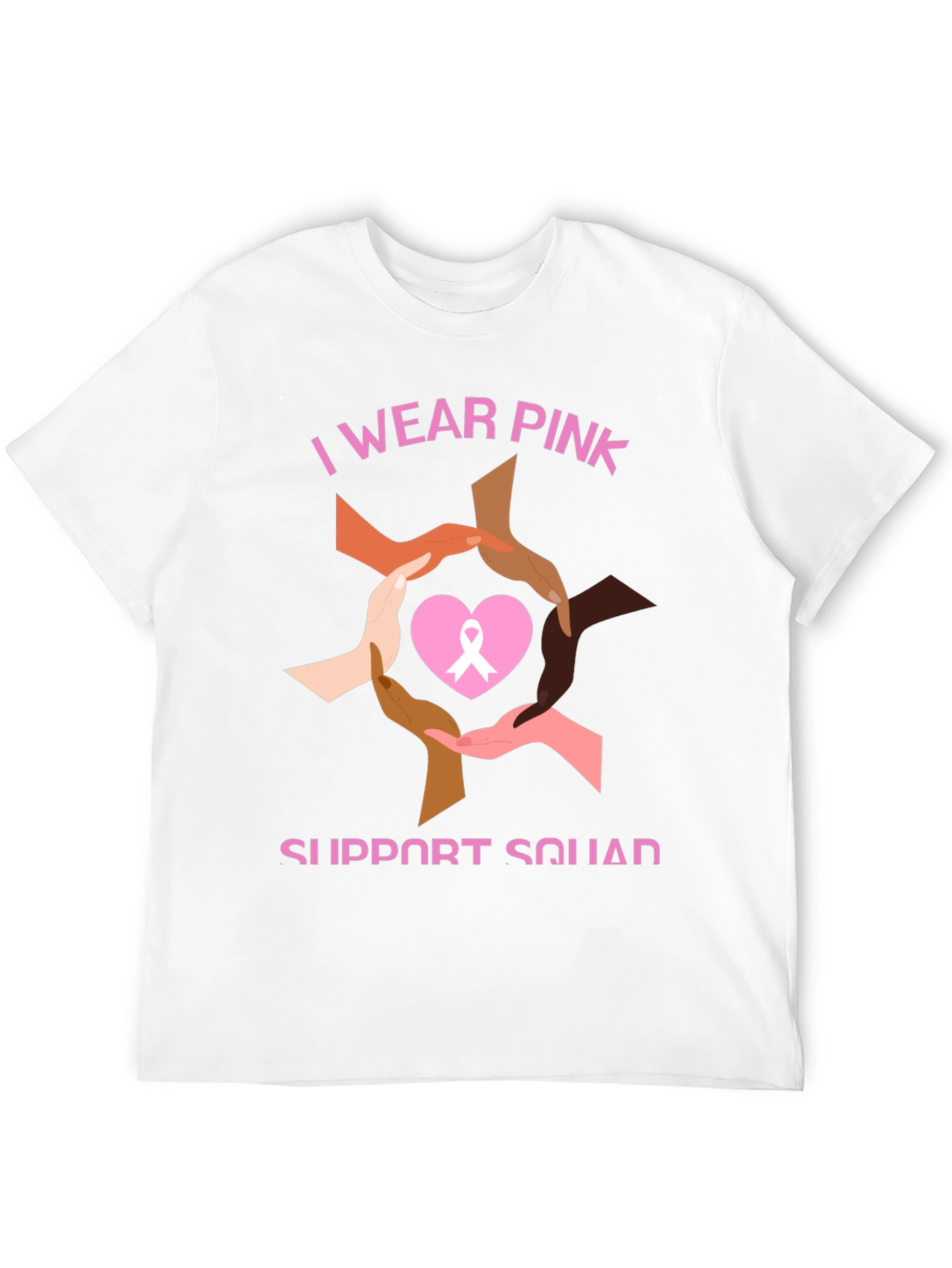 Black I Wear Pink Breast Cancer Support T-Shirt view 12