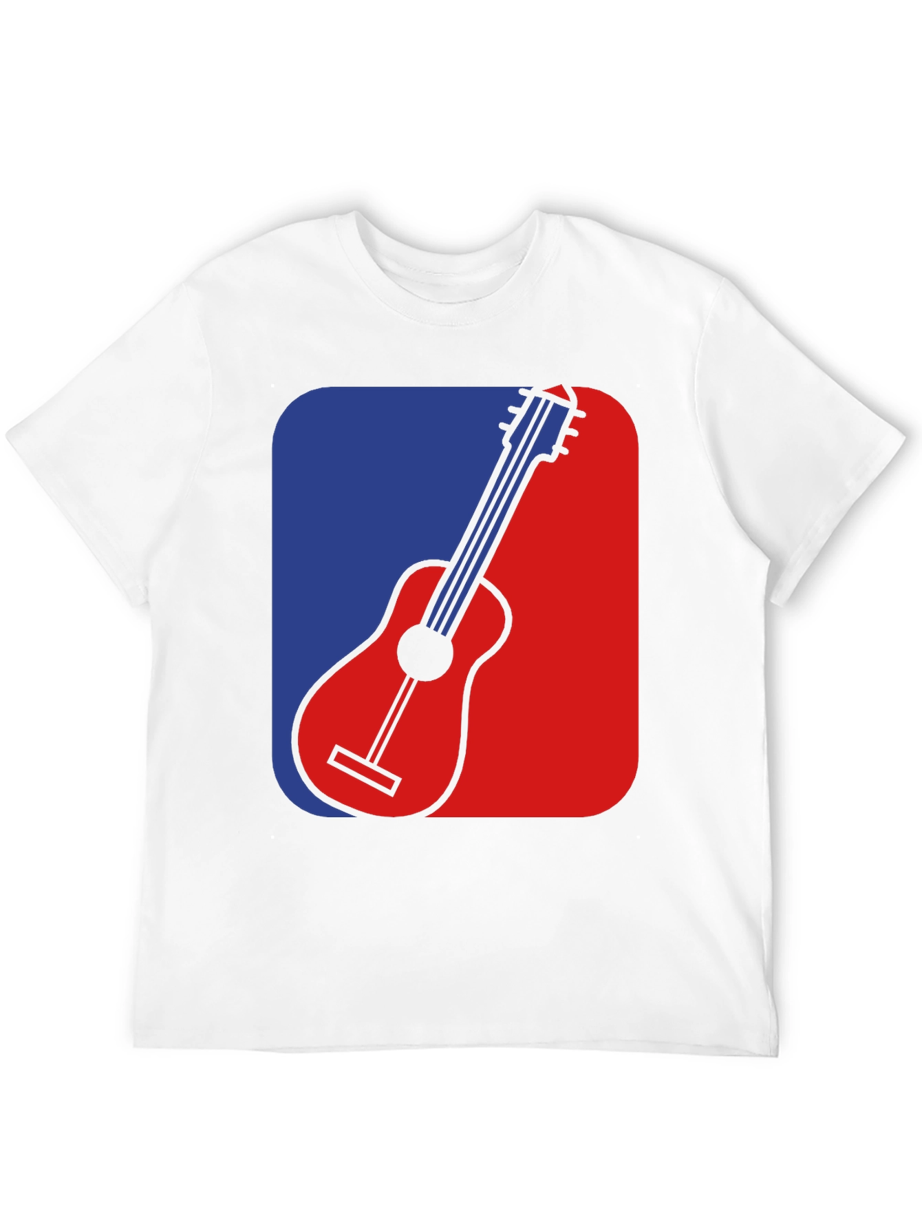 Black Guitar Graphic Tee - Blue & Red Design, Black T-Shirt view 12
