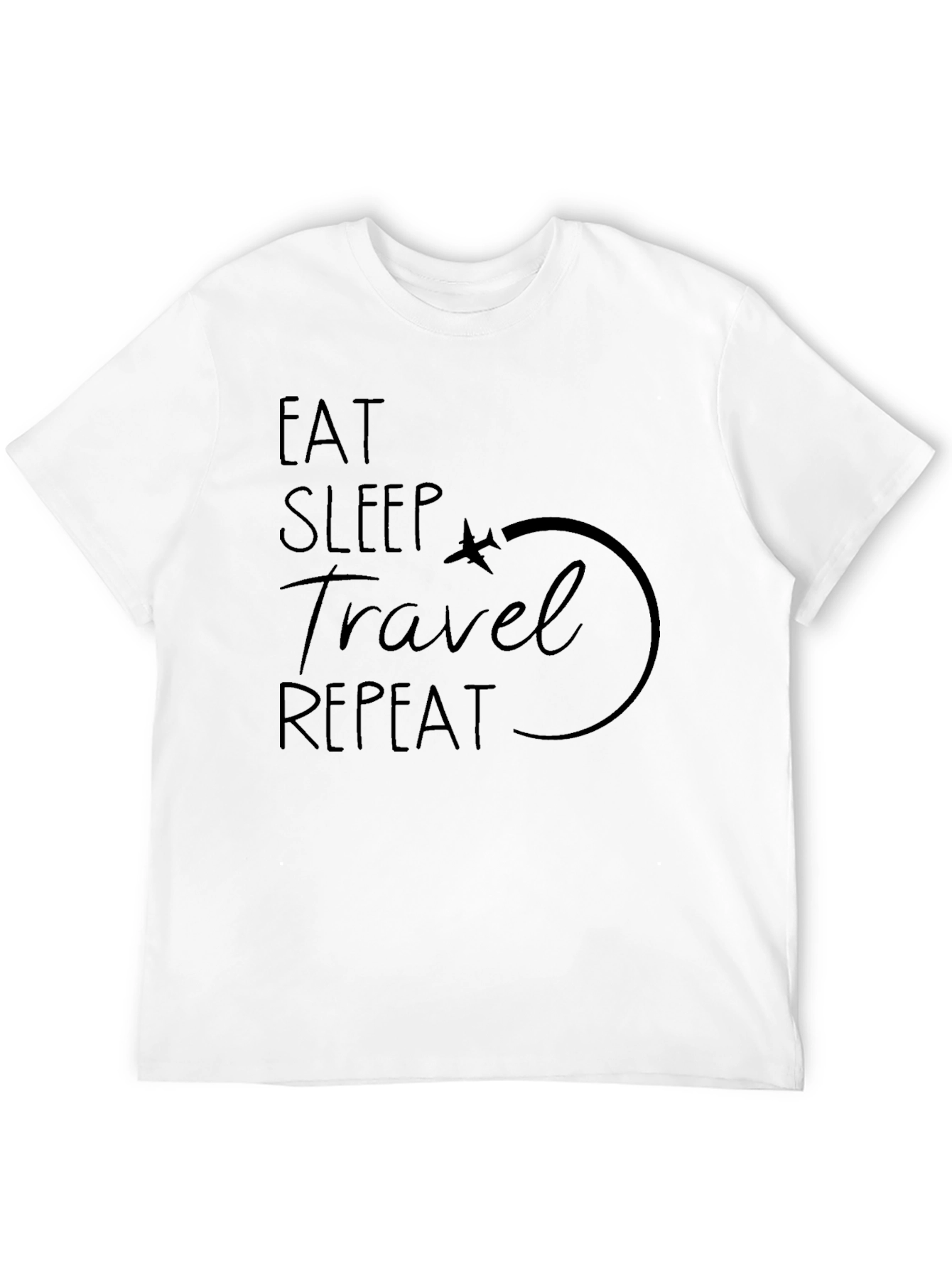 Eat Sleep Travel Repeat Black Graphic Tee - 12