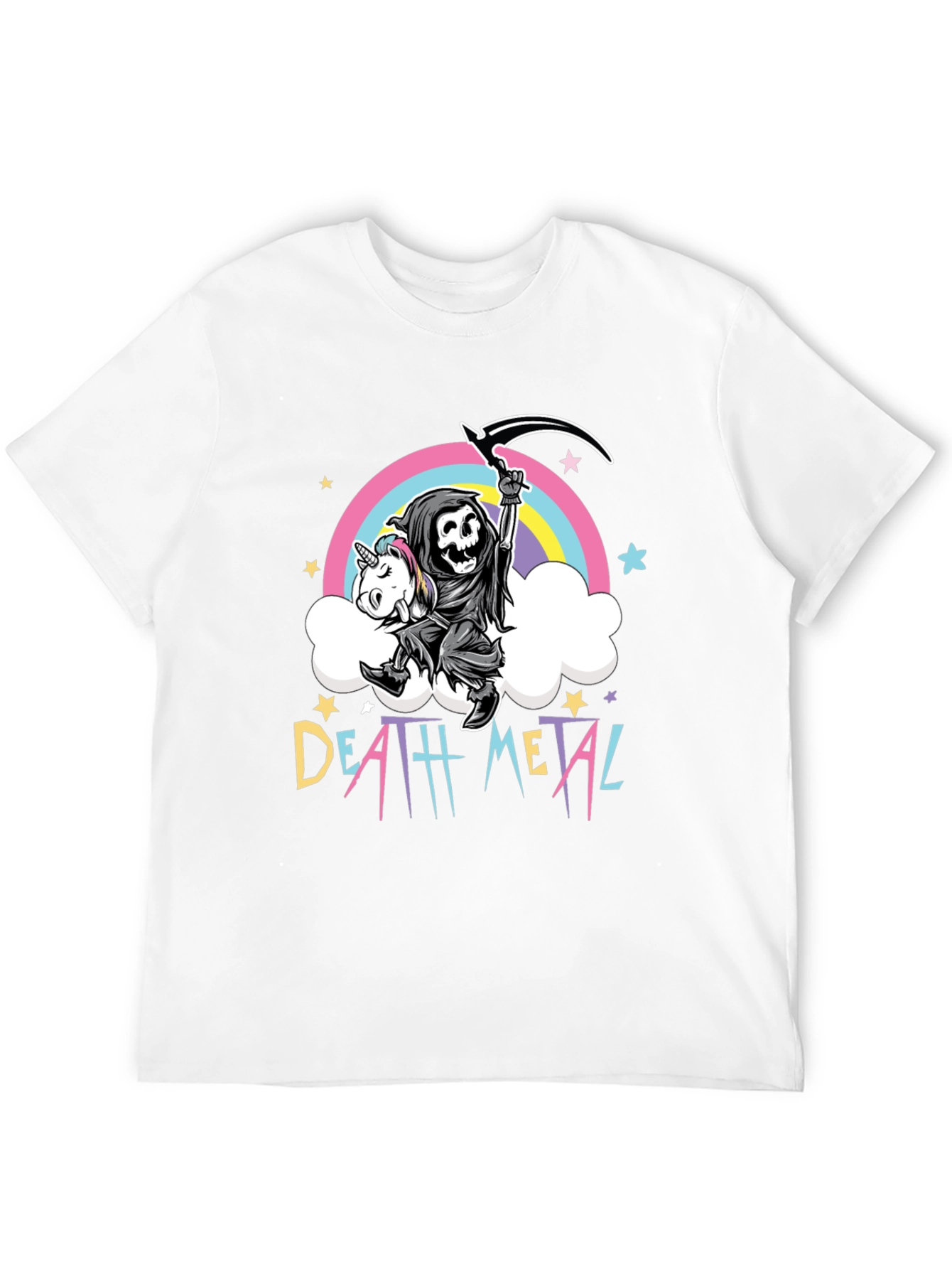 Black Death Metal Grim Reaper Unicorn T-Shirt view 12