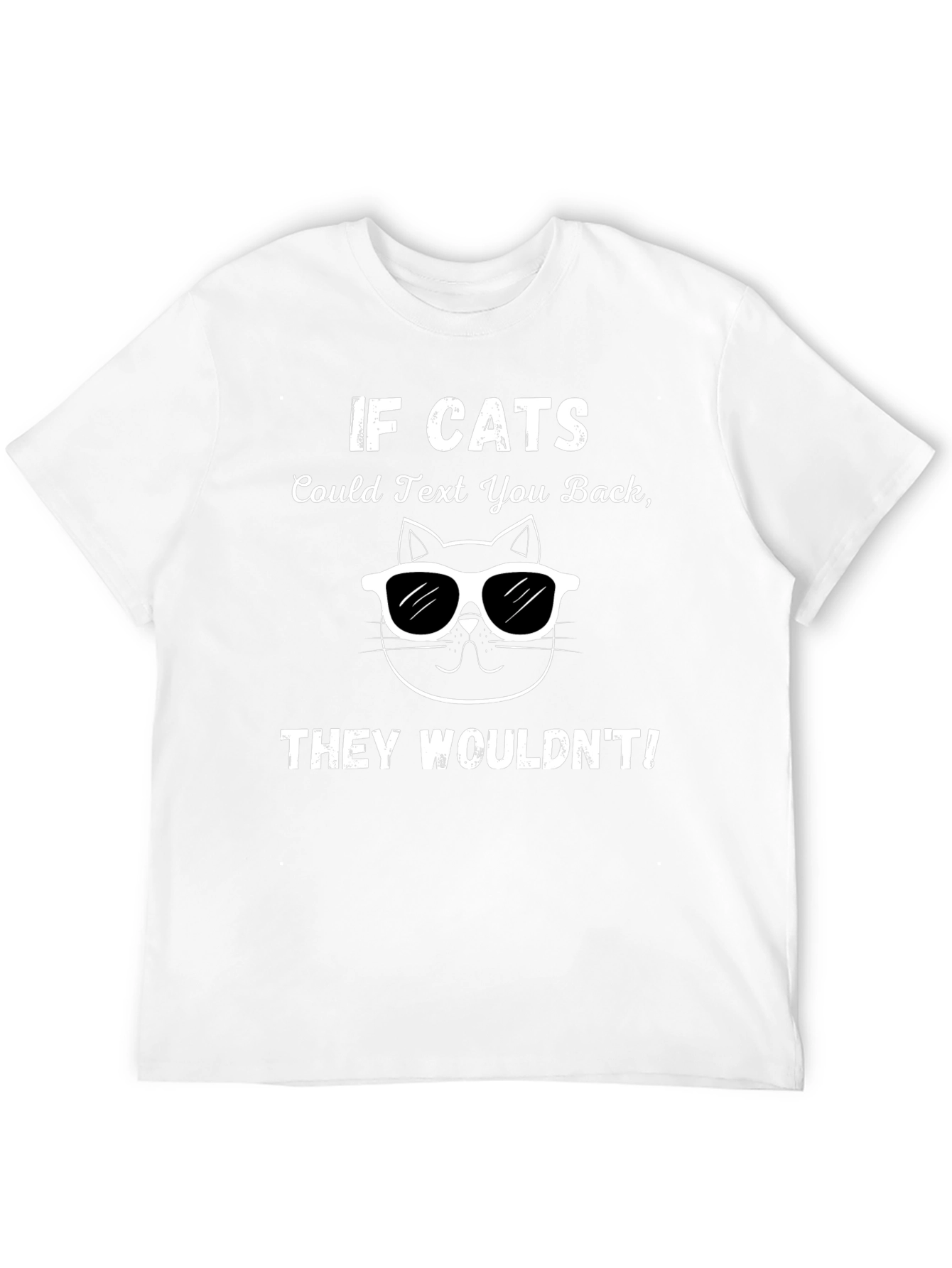 Black Funny "If Cats Could Text" Black T-Shirt view 12