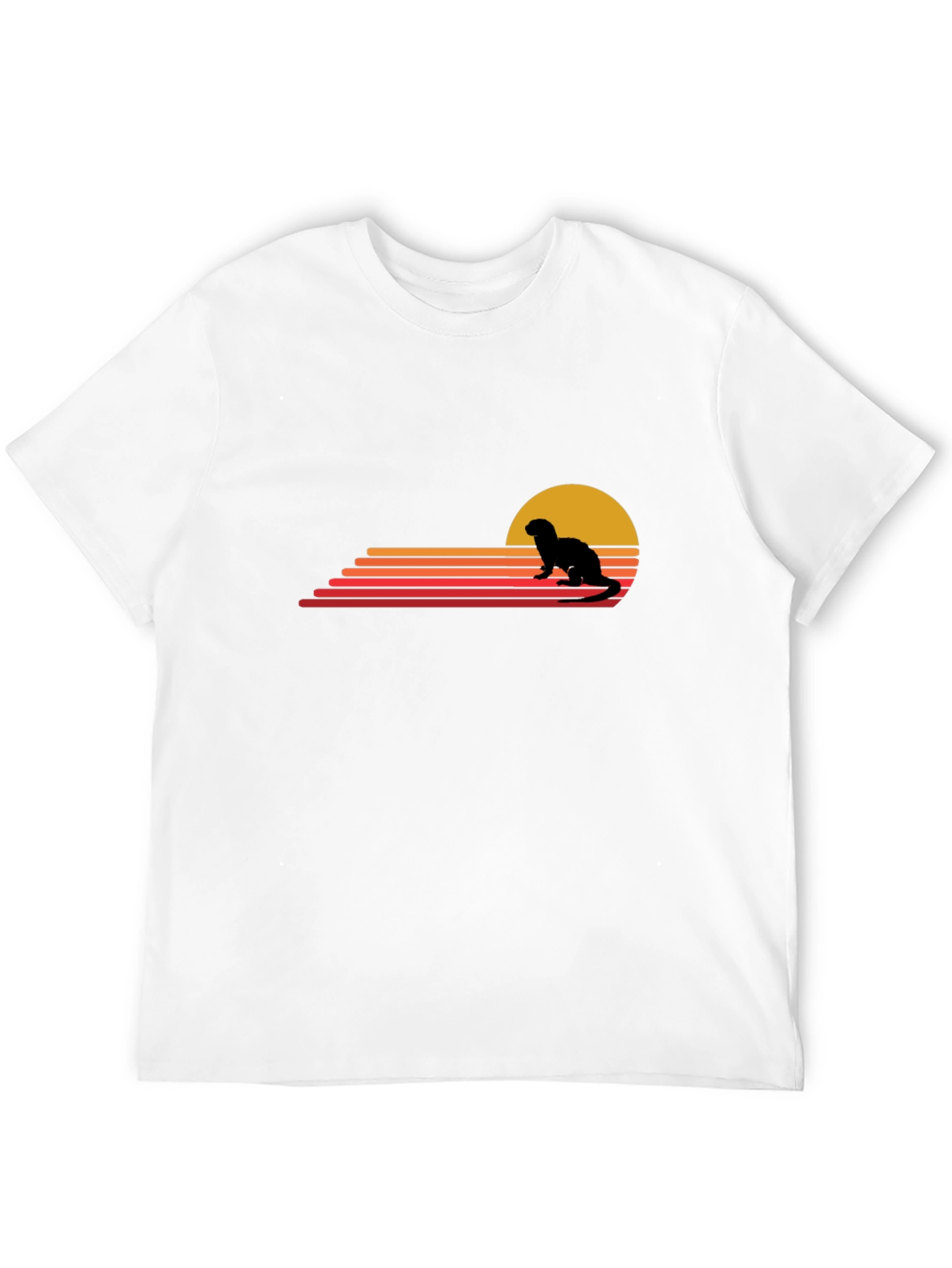 Black Retro Otter Sunset Graphic T-Shirt view 12