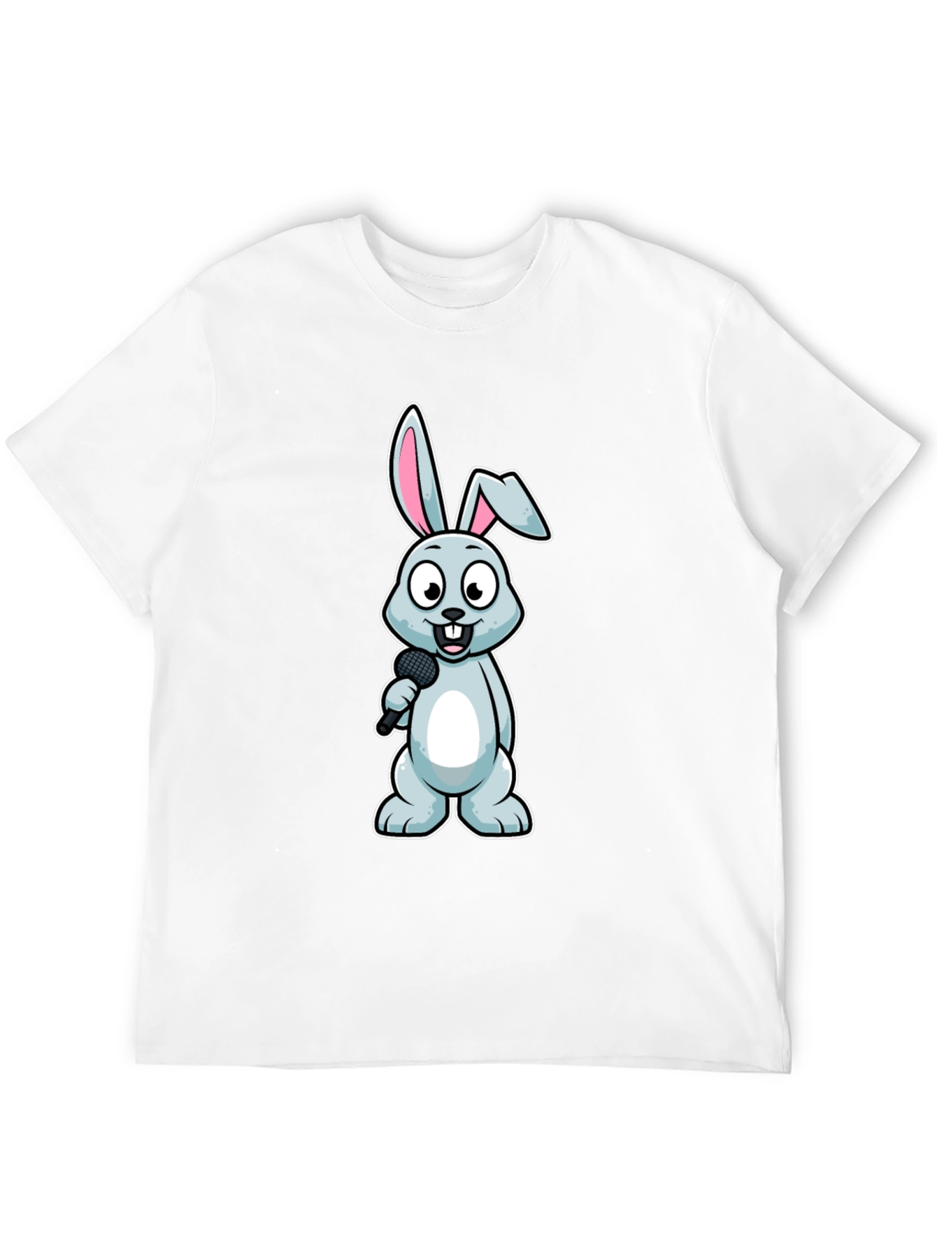 Black Bunny Singer T-Shirt - Black Cotton Tee view 12