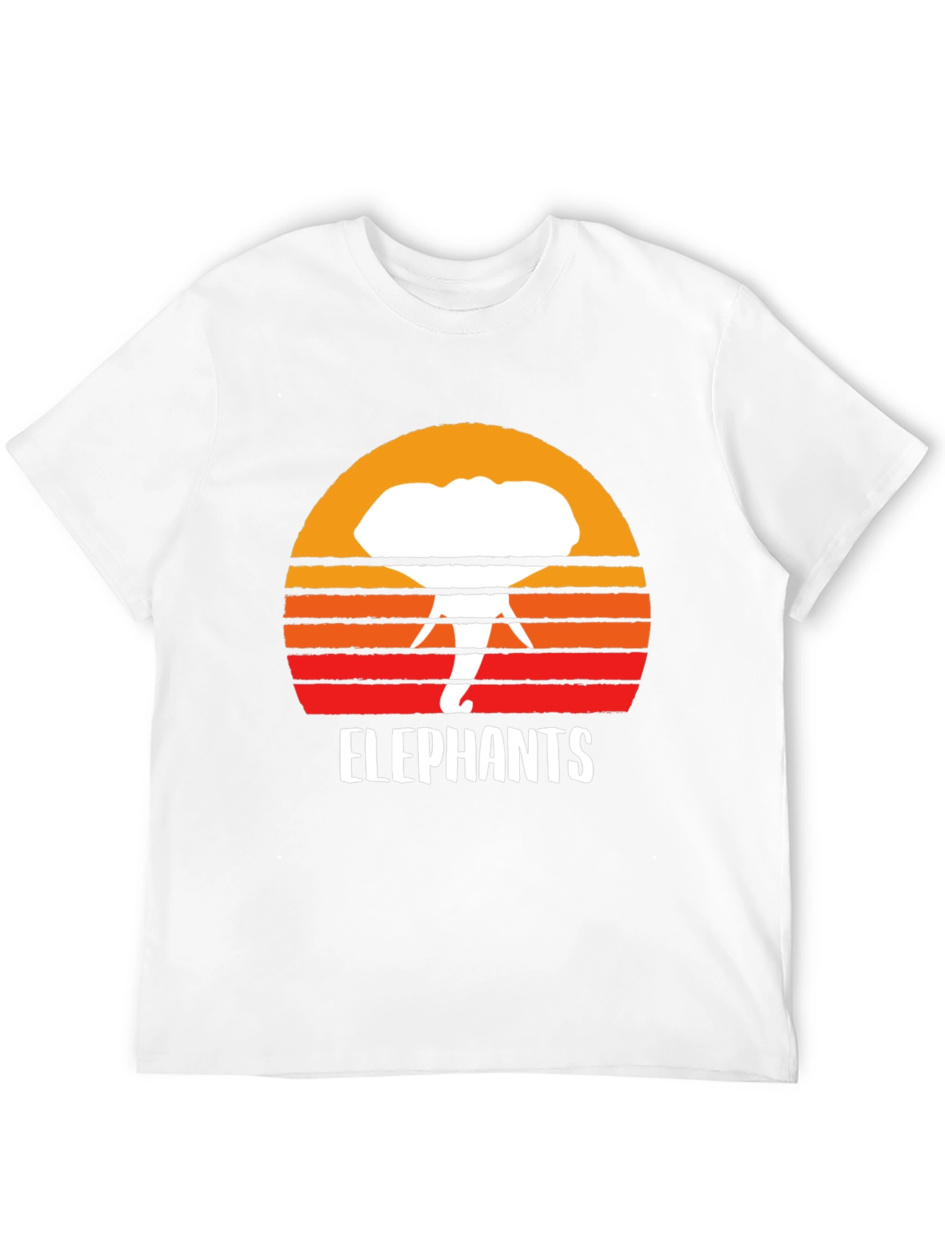 Black Elephant Sunset Graphic Tee - Retro Style Black T-Shirt view 12