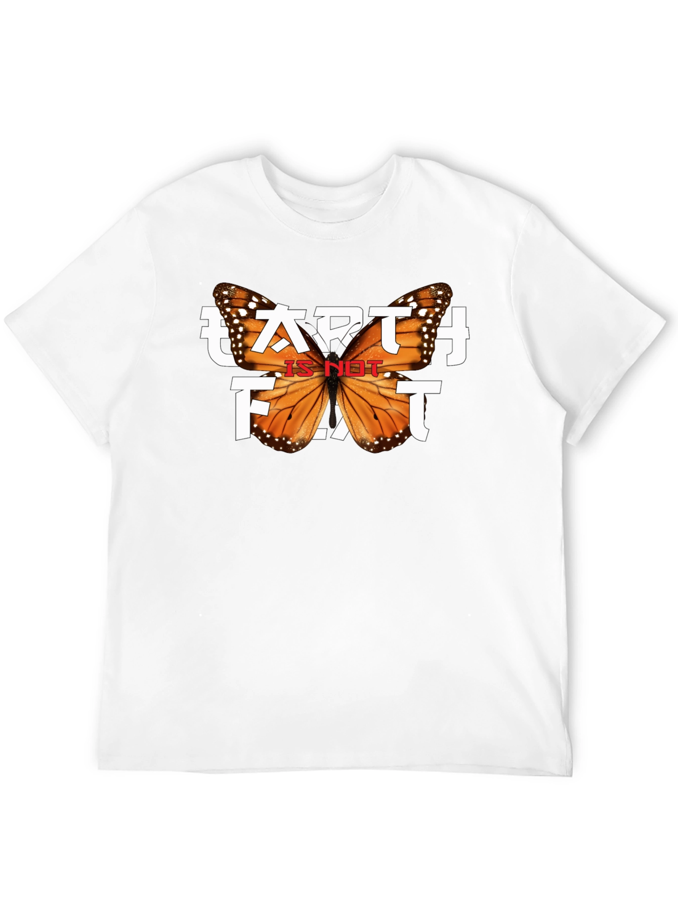 Black Earth is NOT Flat Butterfly Graphic Tee view 12