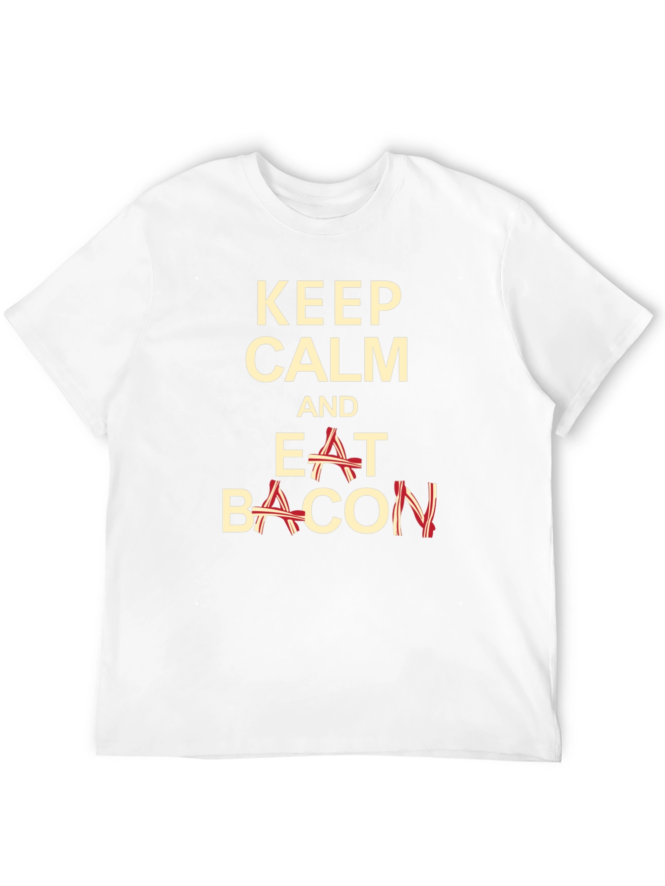 Black Keep Calm and Eat Bacon Funny T-Shirt view 12