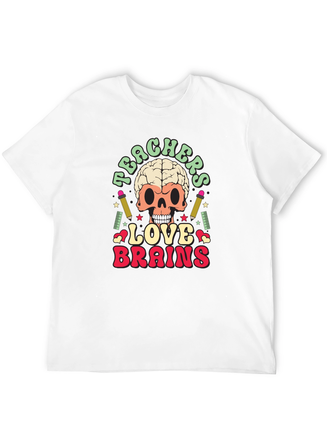 Black Teachers Love Brains Graphic Tee - Funny Skull T-Shirt view 12