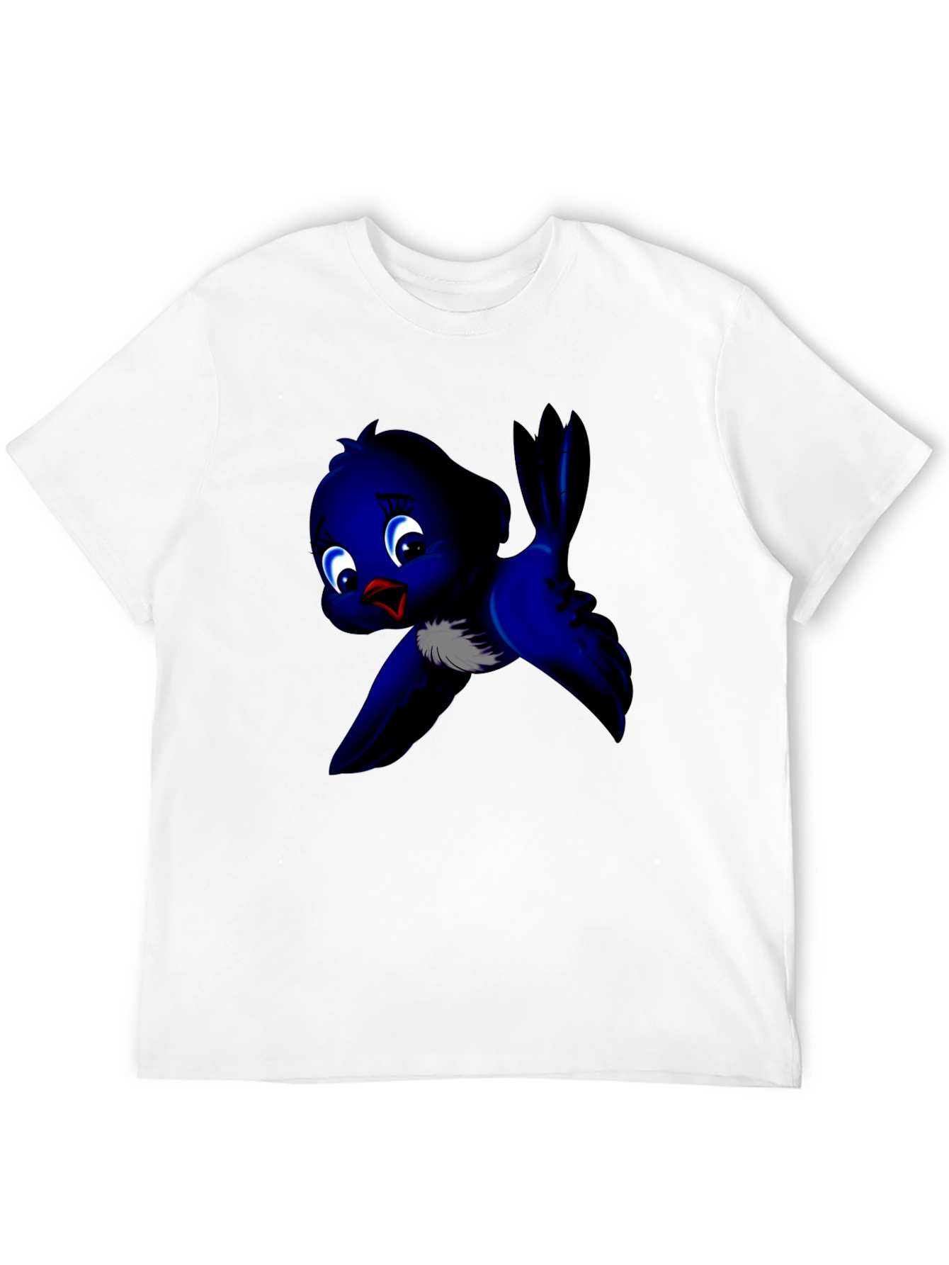 Black Cute Blue Bird Graphic Tee - Soft Cotton view 12