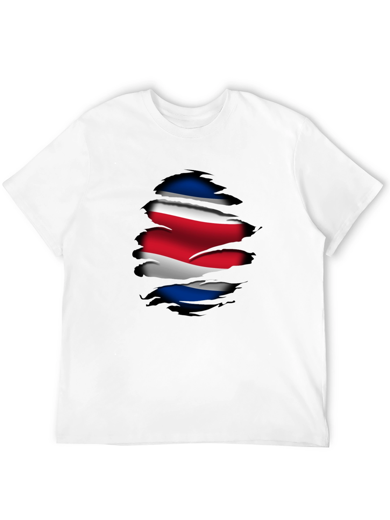 Costa Rica Flag Ripped Black T-Shirt - 12