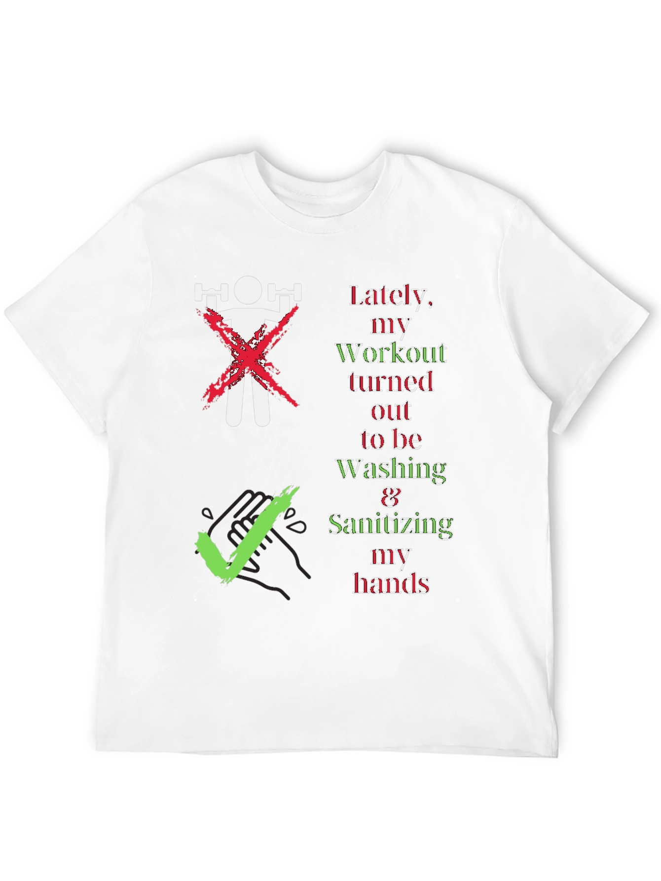 Black Workout to Washing Hands T-Shirt - Unisex Novelty Tee view 12