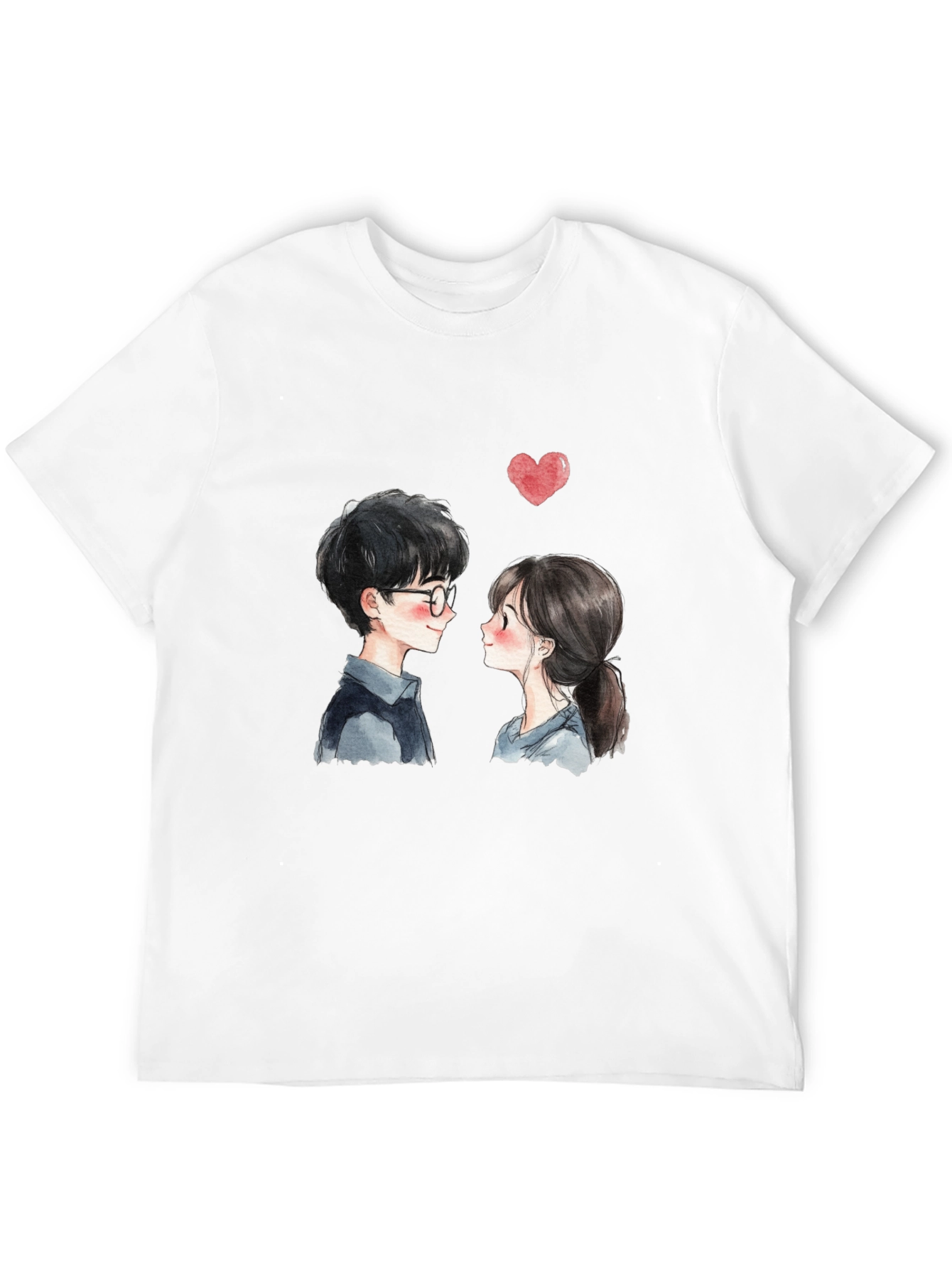 Black Cute Couple Graphic Tee - Black Casual T-Shirt view 12