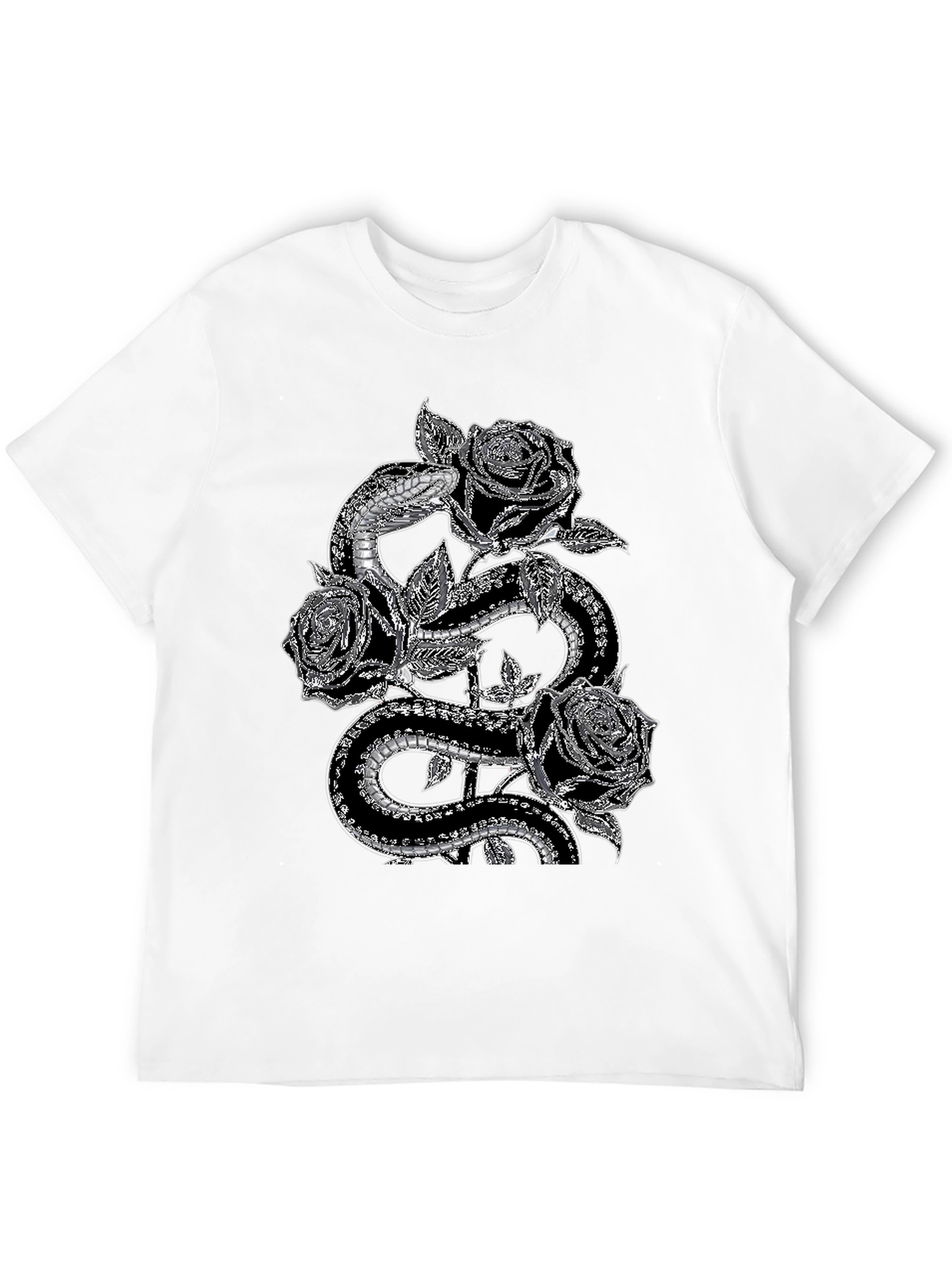 Black Snake & Roses Graphic Tee - Stylish Black T-Shirt view 12