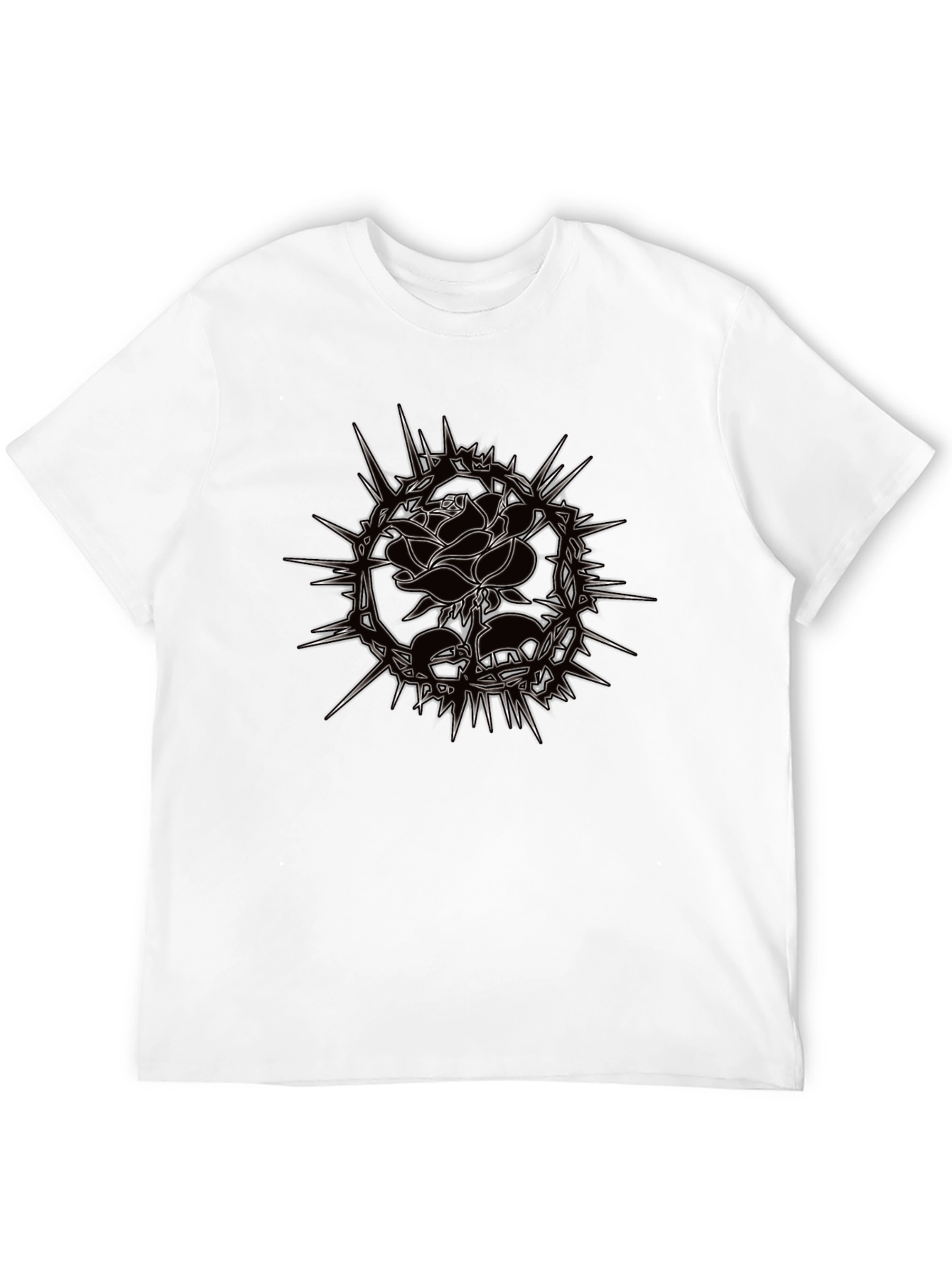 Black Edgy Rose Graphic Tee - Black Cotton T-Shirt view 12