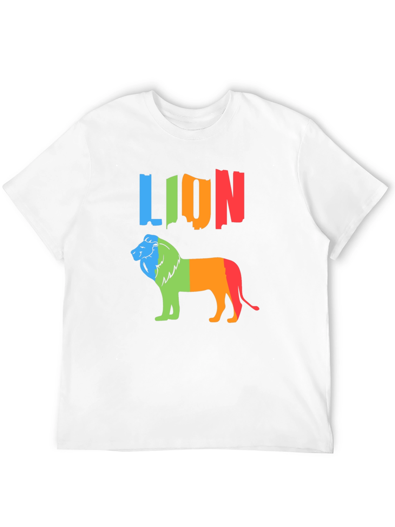 Black Colorful Lion Graphic Tee - Black Crewneck T-Shirt view 12