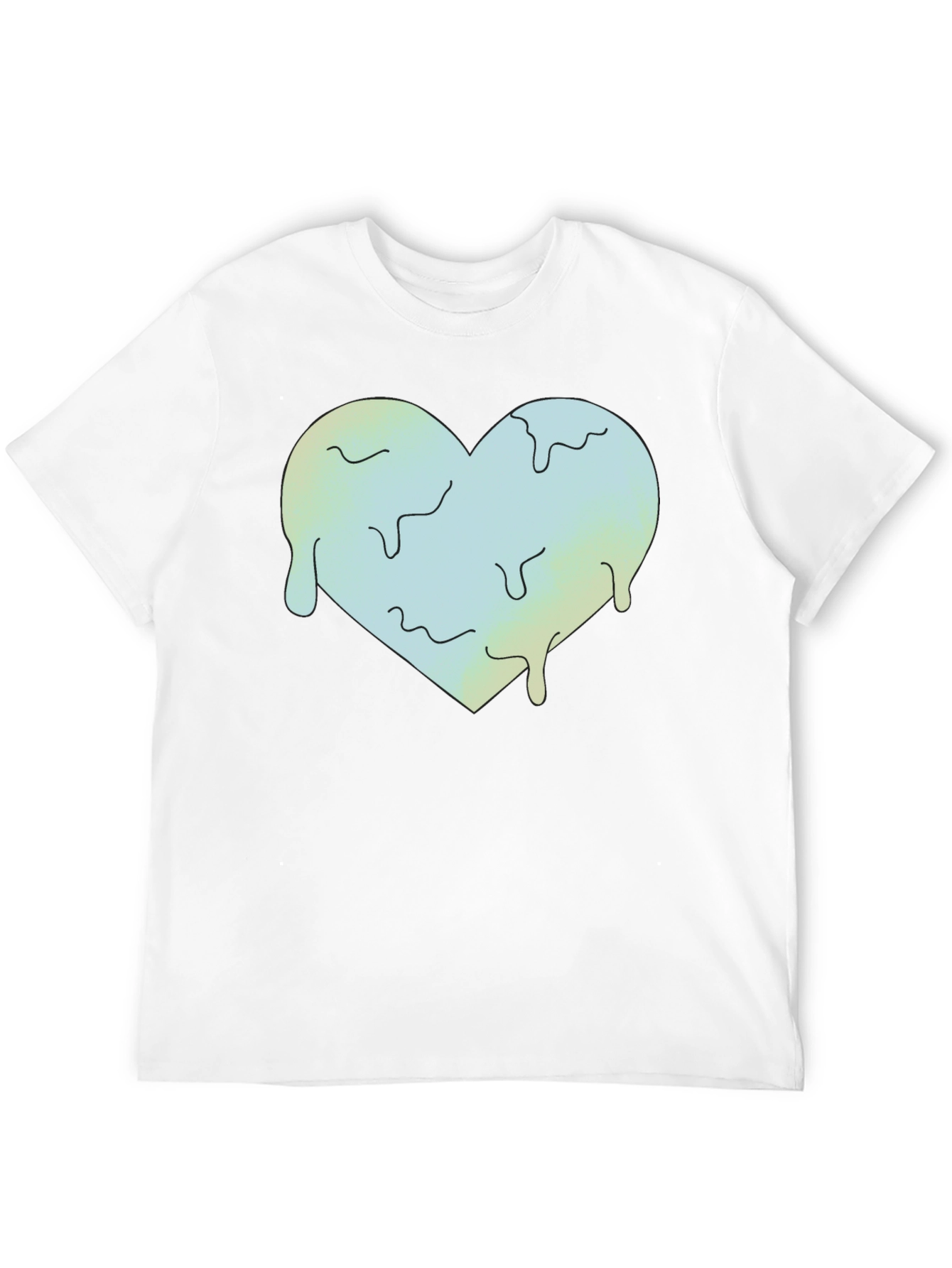 Black Melting Heart Graphic Tee - Black Crew Neck view 12