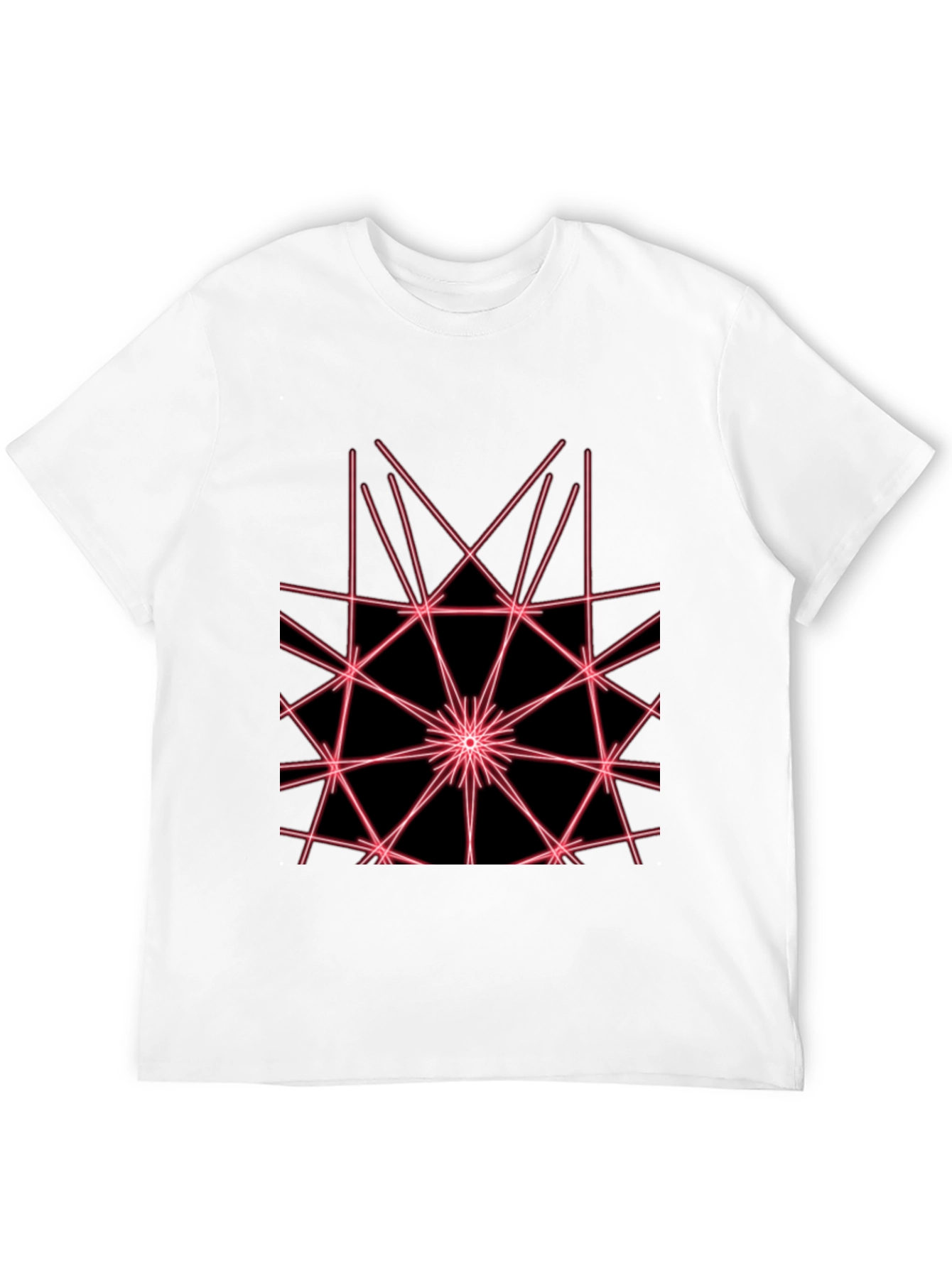Black Abstract Geometric Laser Design Black T-Shirt view 12