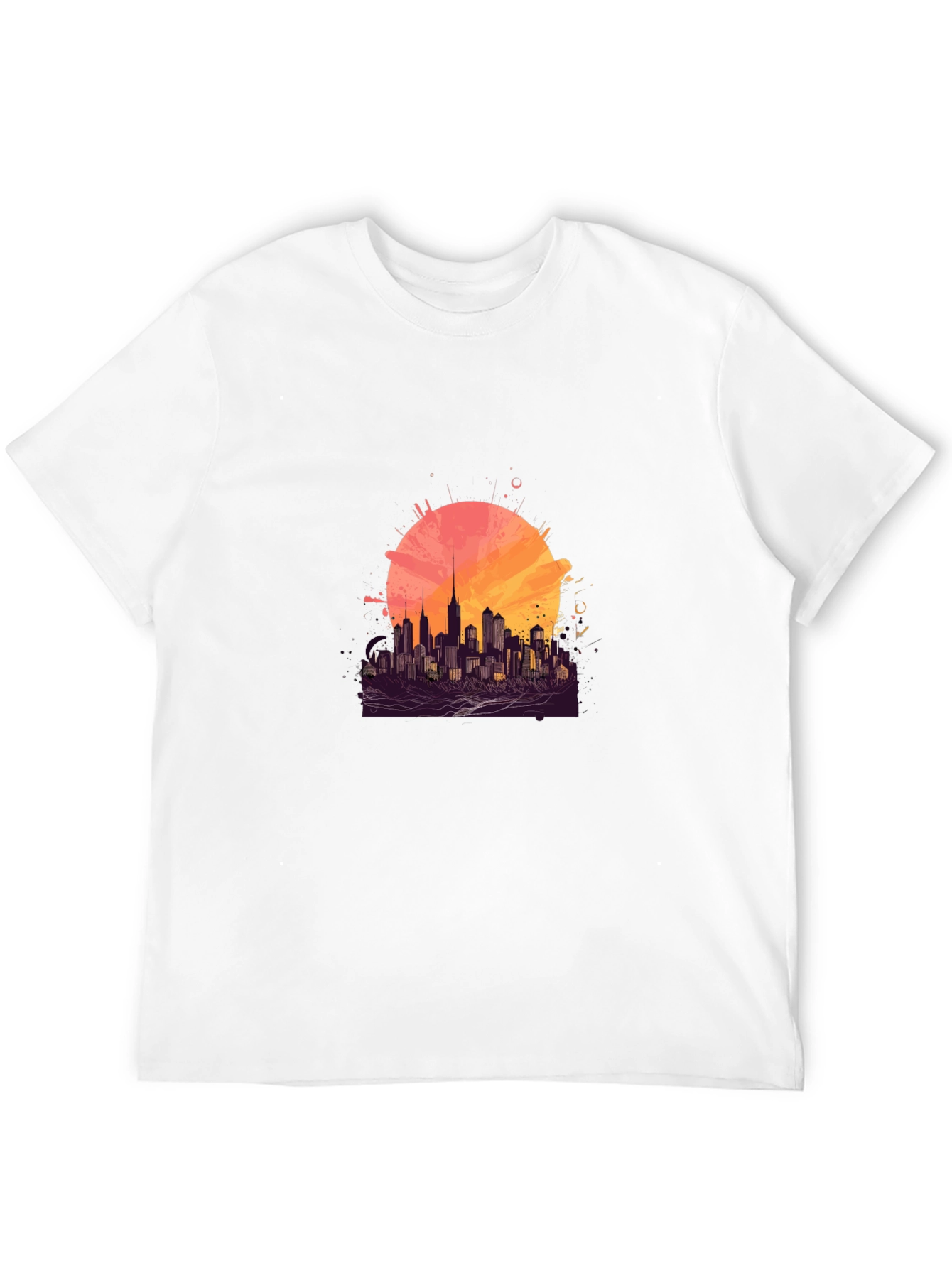 Black Urban Sunset Graphic Tee - Stylish Cityscape Design view 12