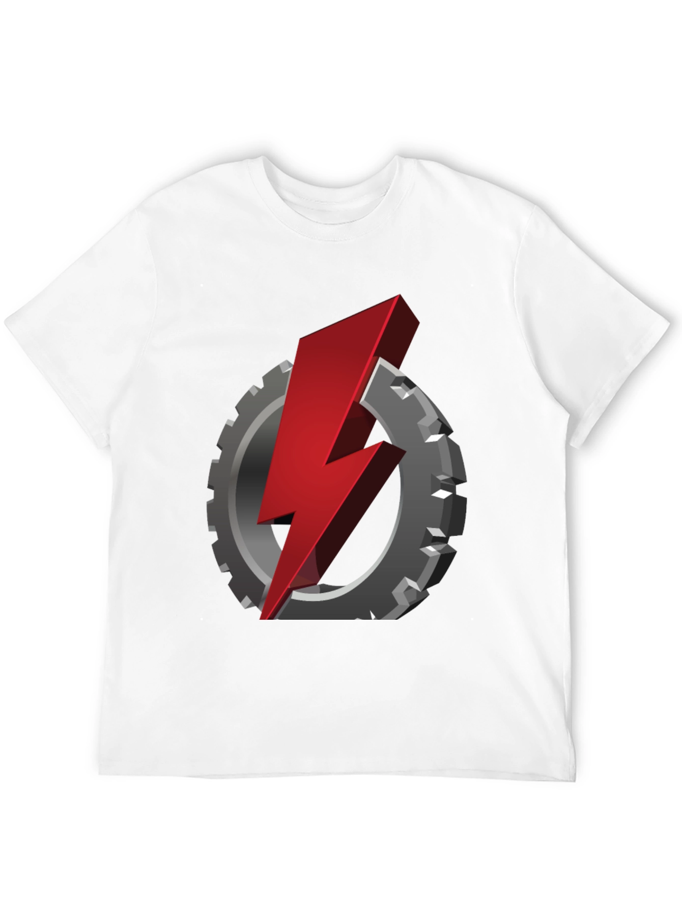 Black Gear & Lightning Bolt Graphic T-Shirt view 12