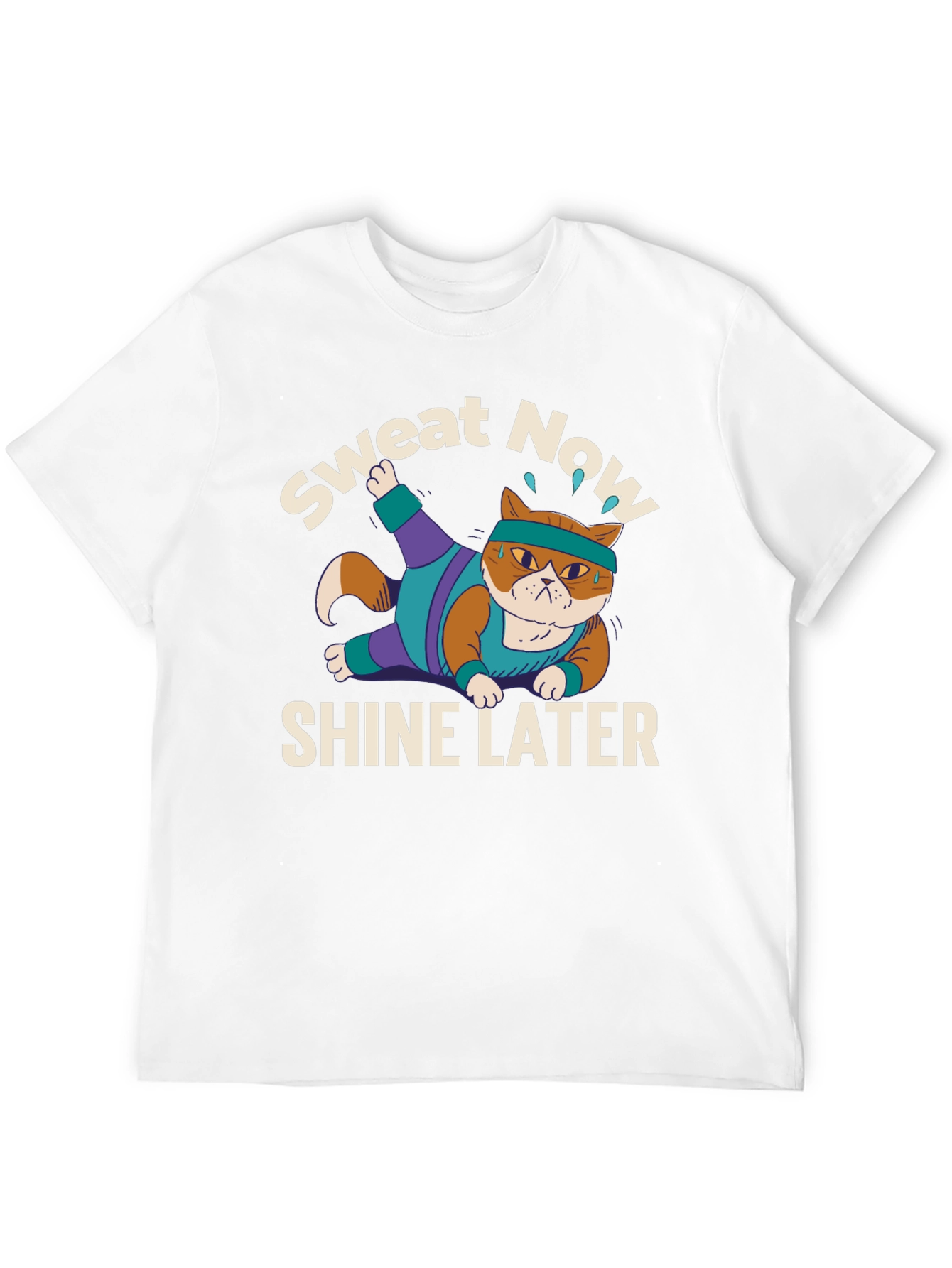 Black Sweat Now Shine Later Cat Gym T-Shirt view 12