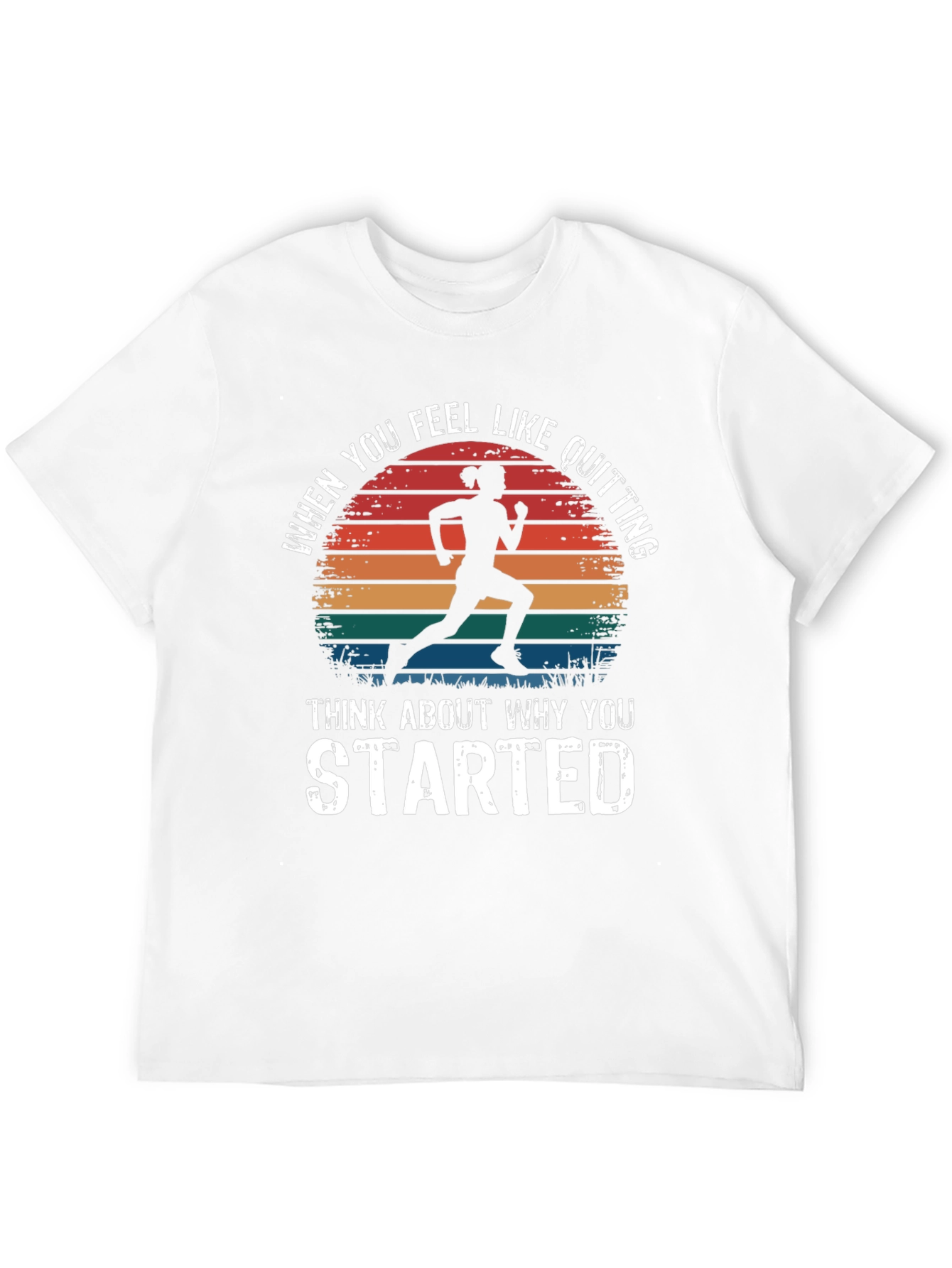 Black Motivational Runner T-Shirt - Never Quit Design view 12