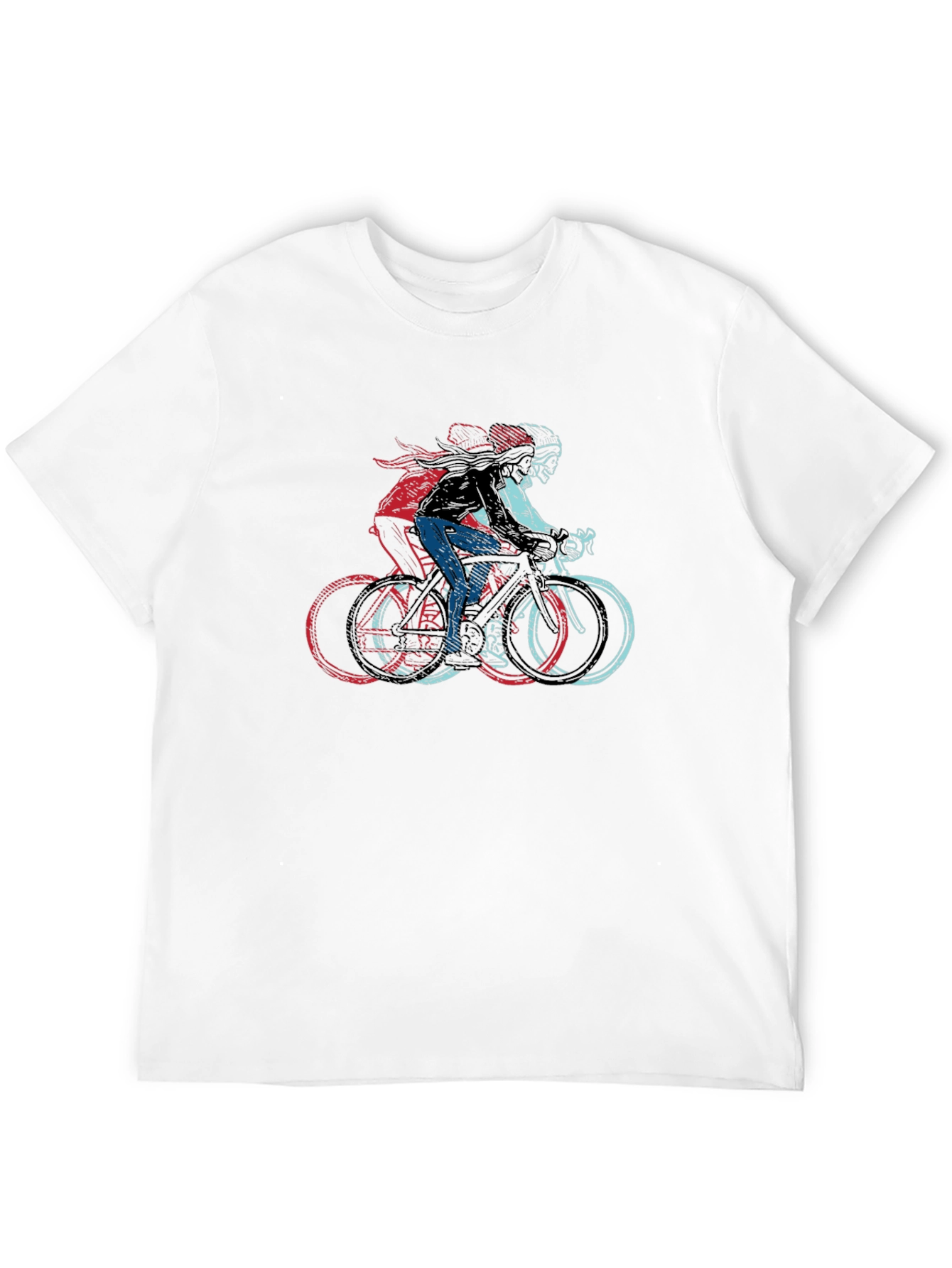 Black Cool Cyclist Graphic Print Black T-Shirt view 12