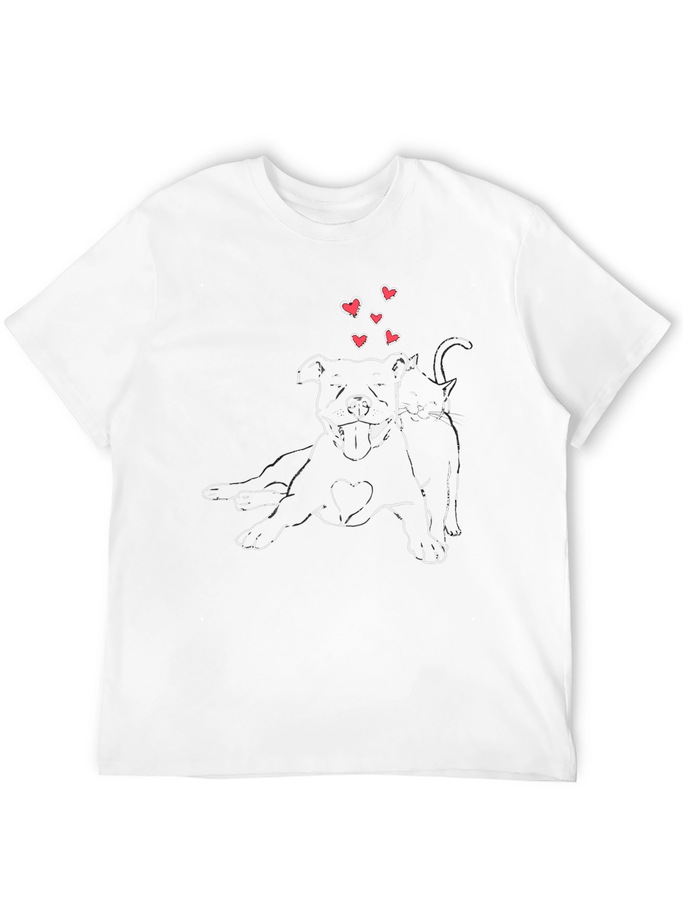 Black Dog and Cat Love T-Shirt - Unisex view 12