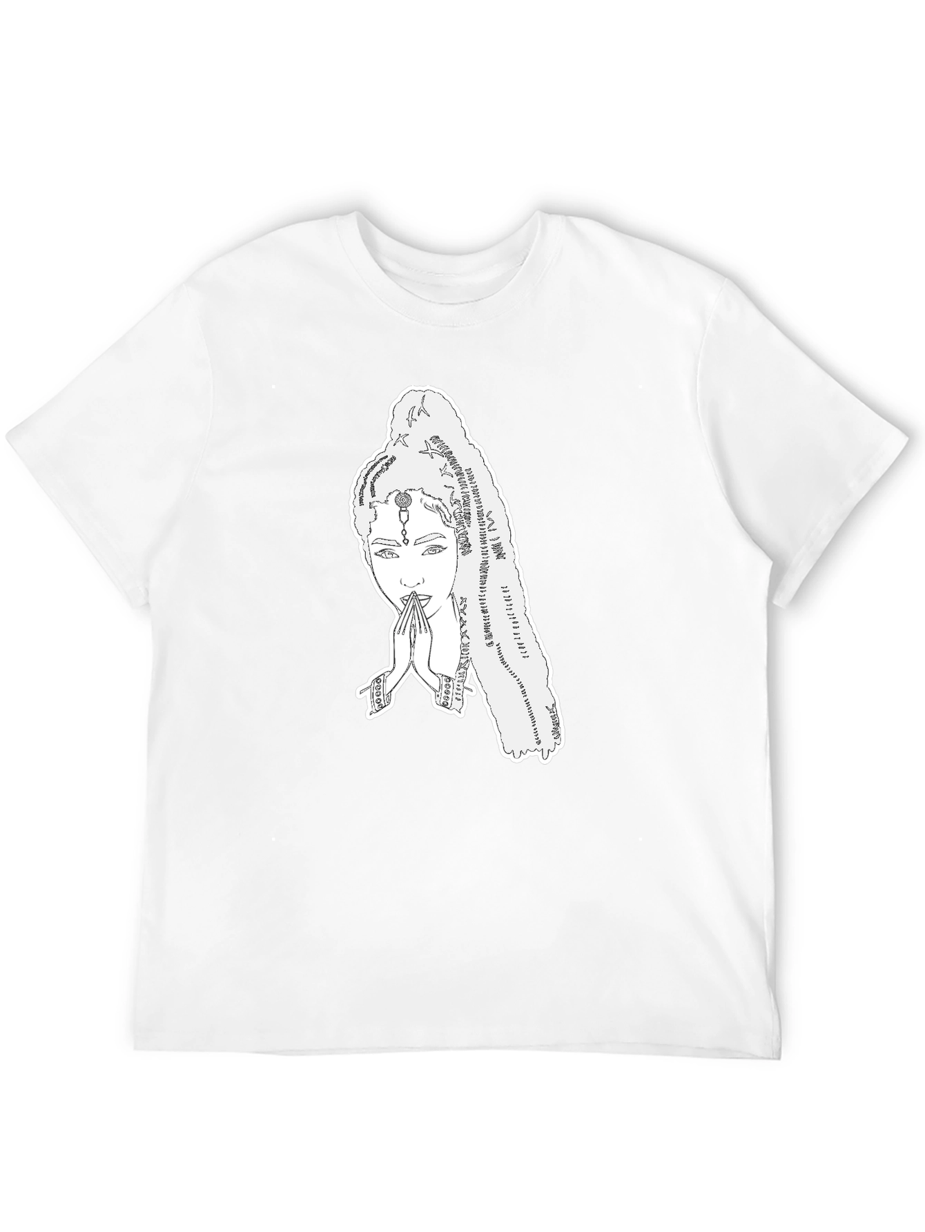 Black Elegant Graphic Tee - Woman Praying Design view 12