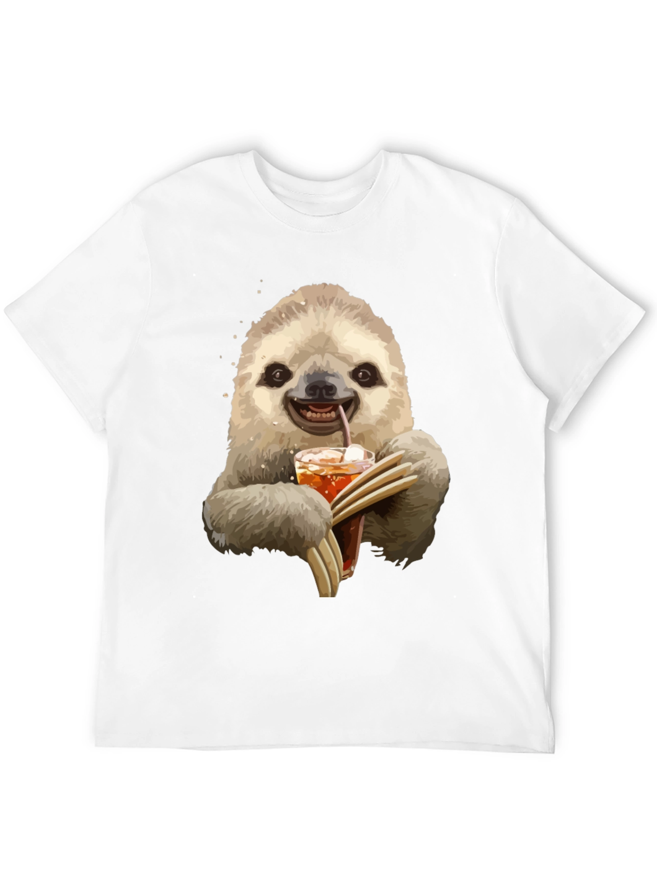 Black Sloth Drinking Iced Tea Graphic T-Shirt view 12